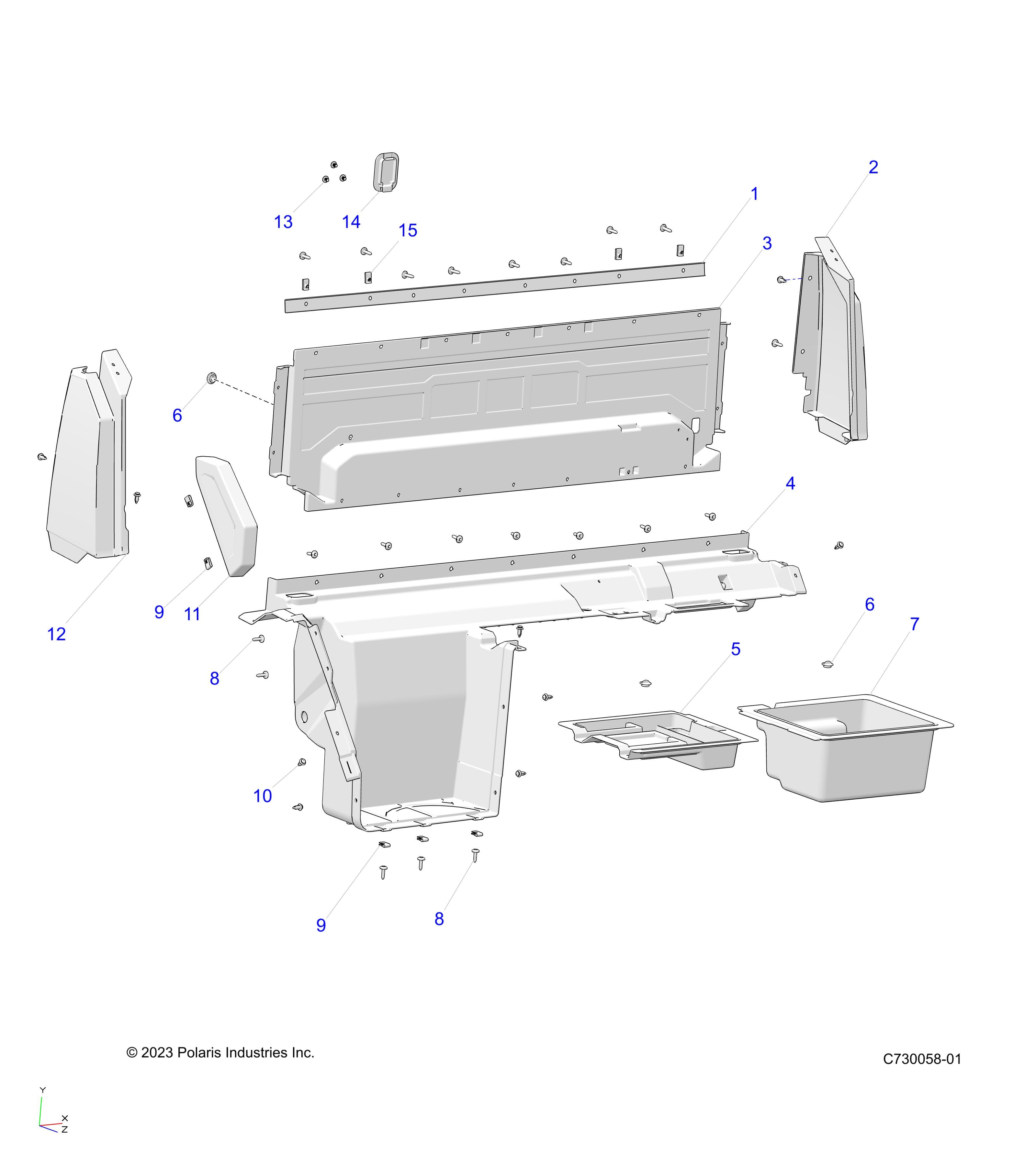 2026 RANGER 1000 XP PREMIUM β BODY, REAR CLOSEOFF & FENDERS - R26RRE99A9/AF/AH/AB/AS/B9/BF/BH/BB/BS (C730058-01) diagram