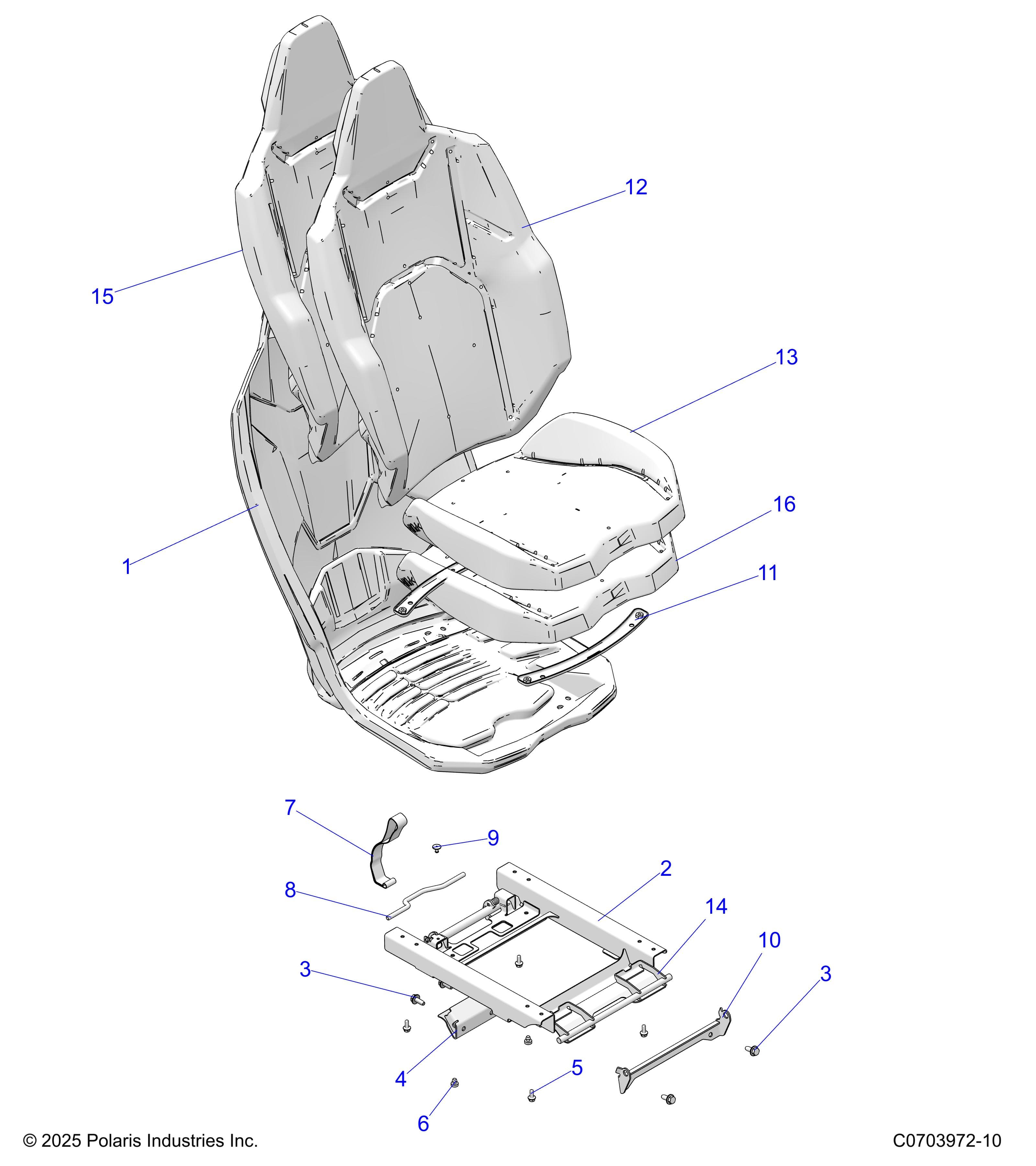 2026 RZR XP 4 1000 SPORT β BODY, SEAT ASM. REAR - Z26NMS99A4/B4/A6/B6 (C0703972-10) diagram