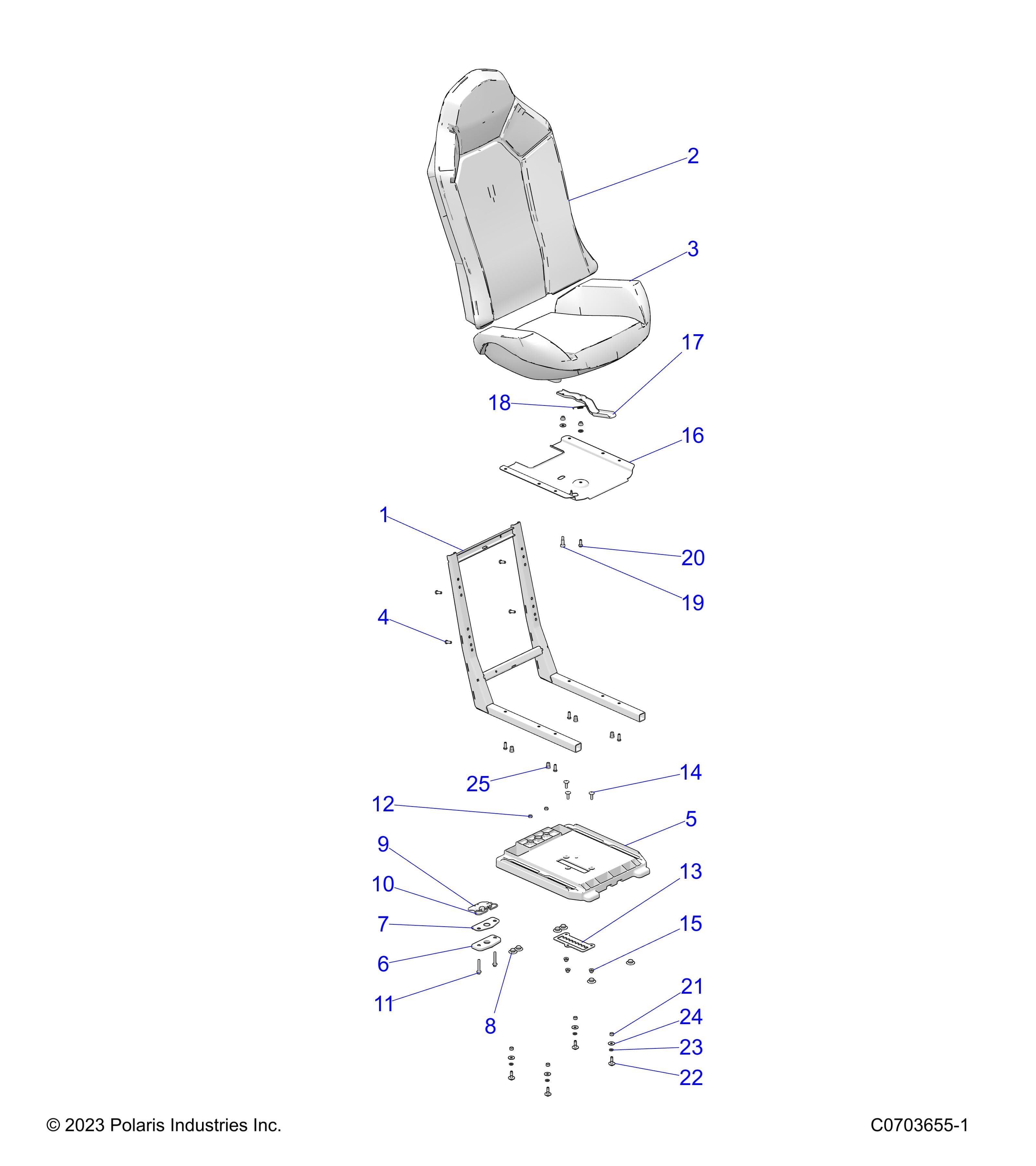 2026 RZR TRAIL S 1000 ULTIMATE β BODY, SEAT ASM. AND SLIDER - Z26ASF99A6 (C0703655-1) diagram