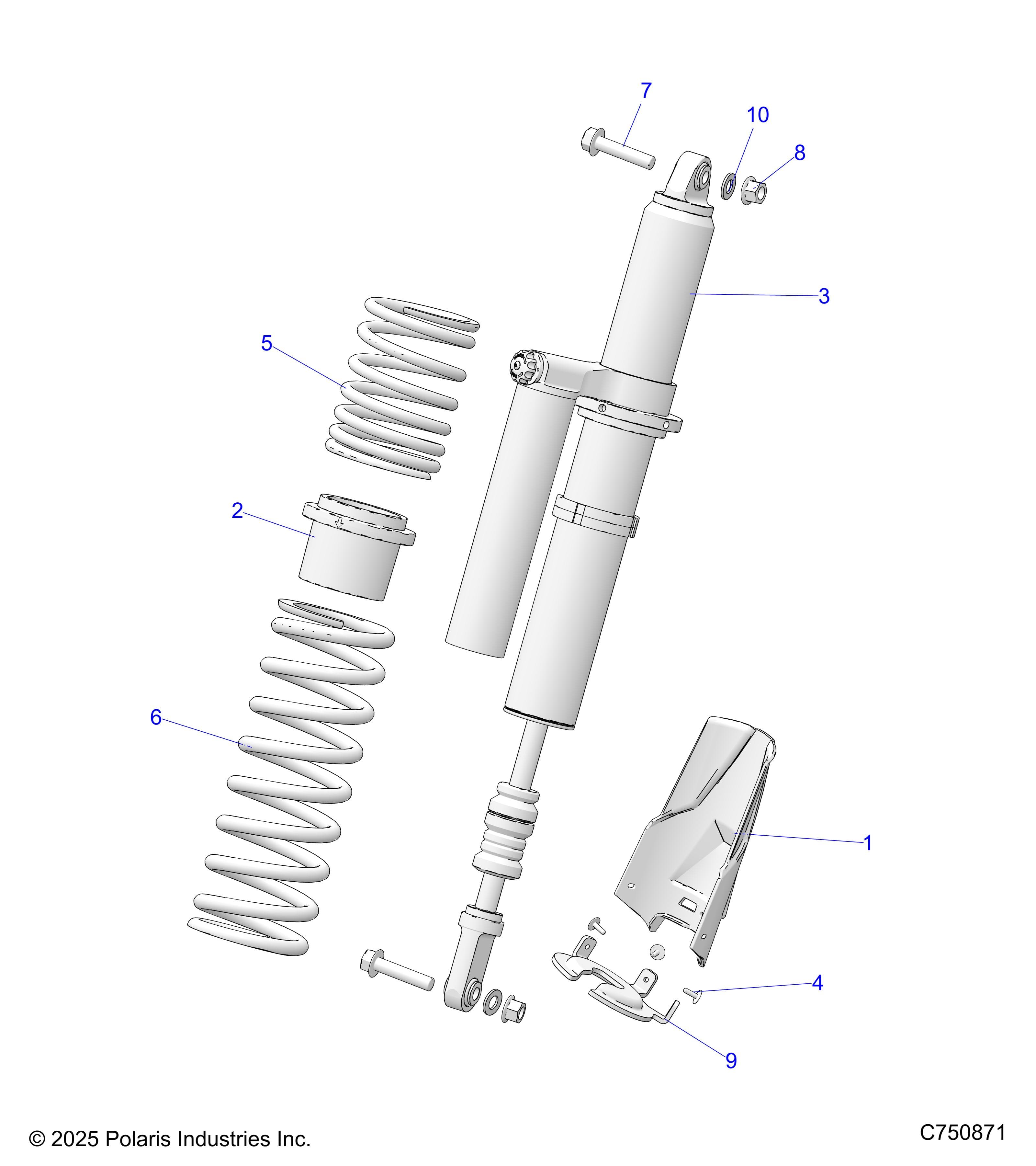 2026 RZR PRO S ULTIMATE β SUSPENSION, REAR SHOCK & MOUNTING - Z26SPD92AN/AH/BN/BH (C750871) diagram