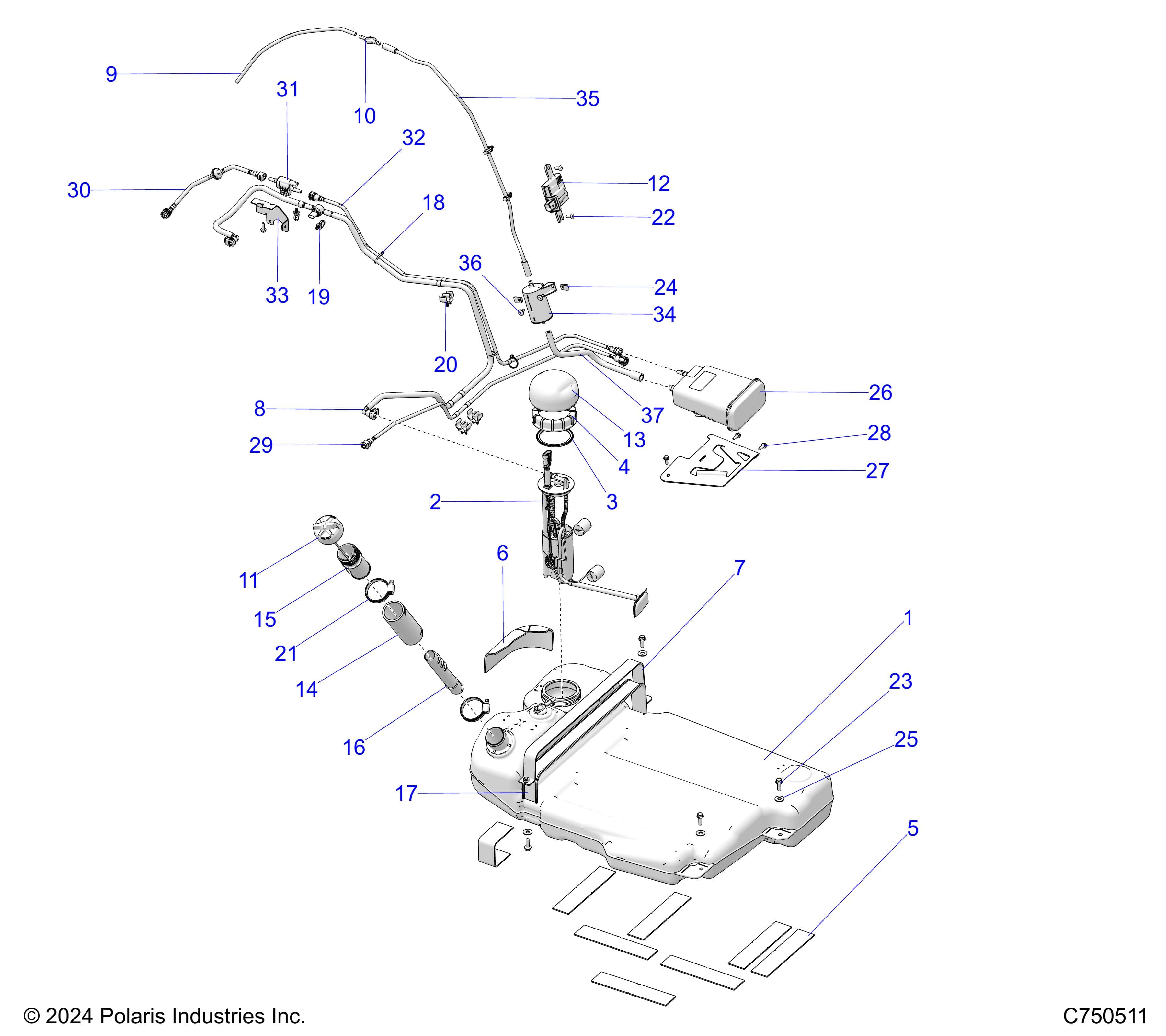 2026 RZR PRO S ULTIMATE β FUEL SYSTEM, EVAP - Z26SPD92AN/AH/BN/BH (C750511) diagram