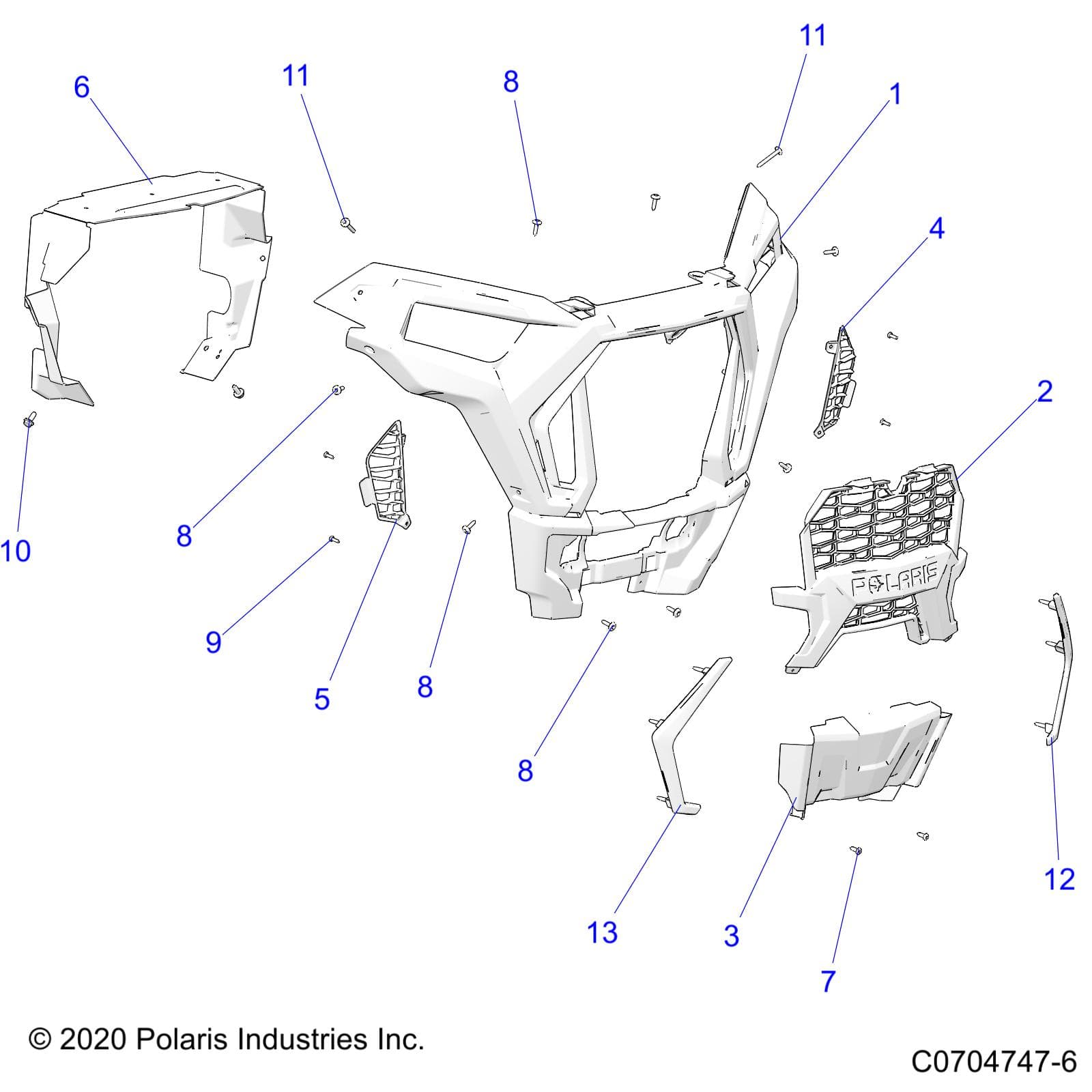 2026 RZR 900 TRAIL SPORT β BODY, FRONT BUMPER - Z26A5E87A5 (C0704747-7) diagram