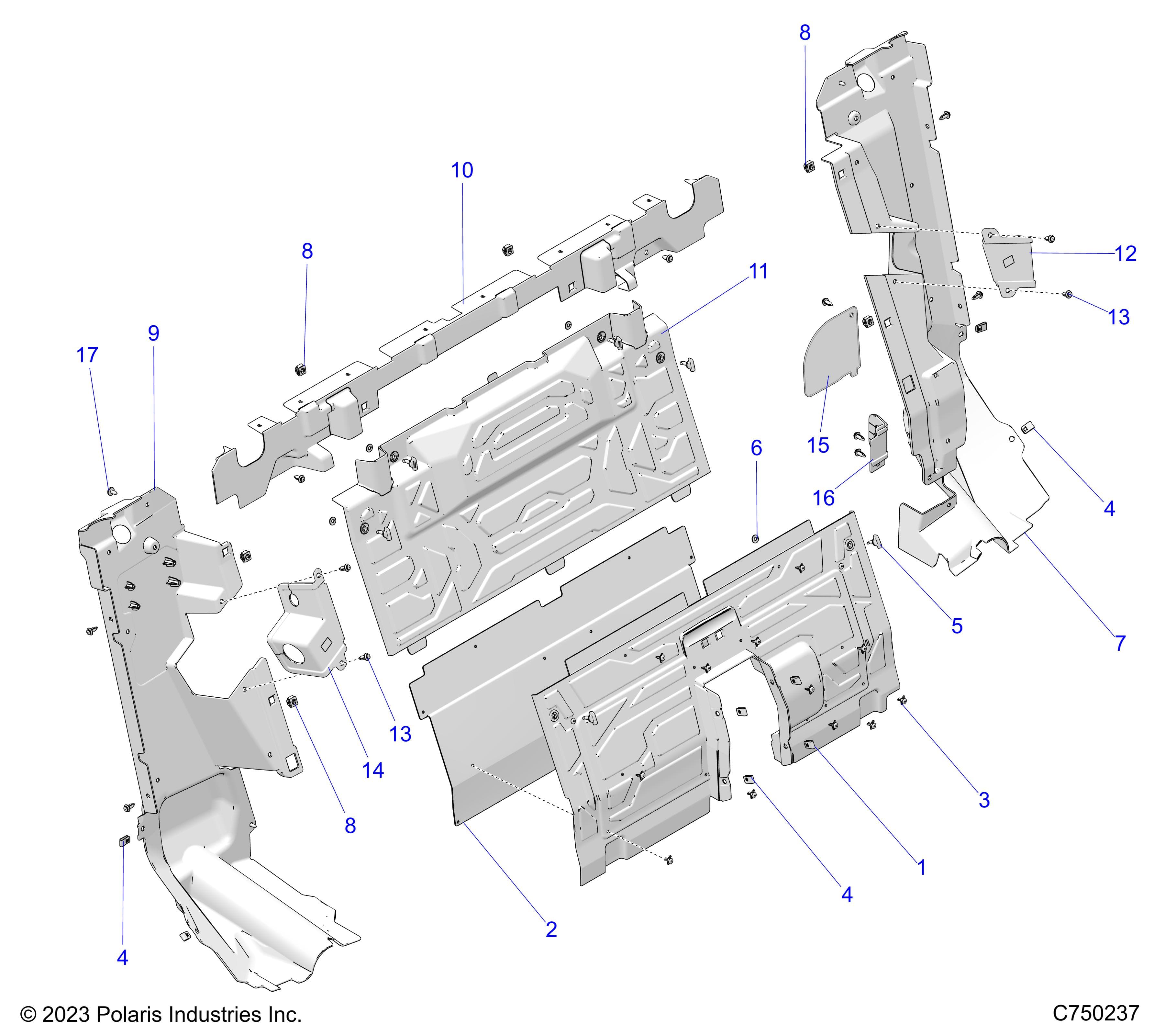 2026 RZR PRO R ULTIMATE β BODY, REAR CLOSEOFF, CENTER PANELS - Z26RPK2KAR/BR/AV/BV/AC/BC/AJ/BJ (C750237) diagram