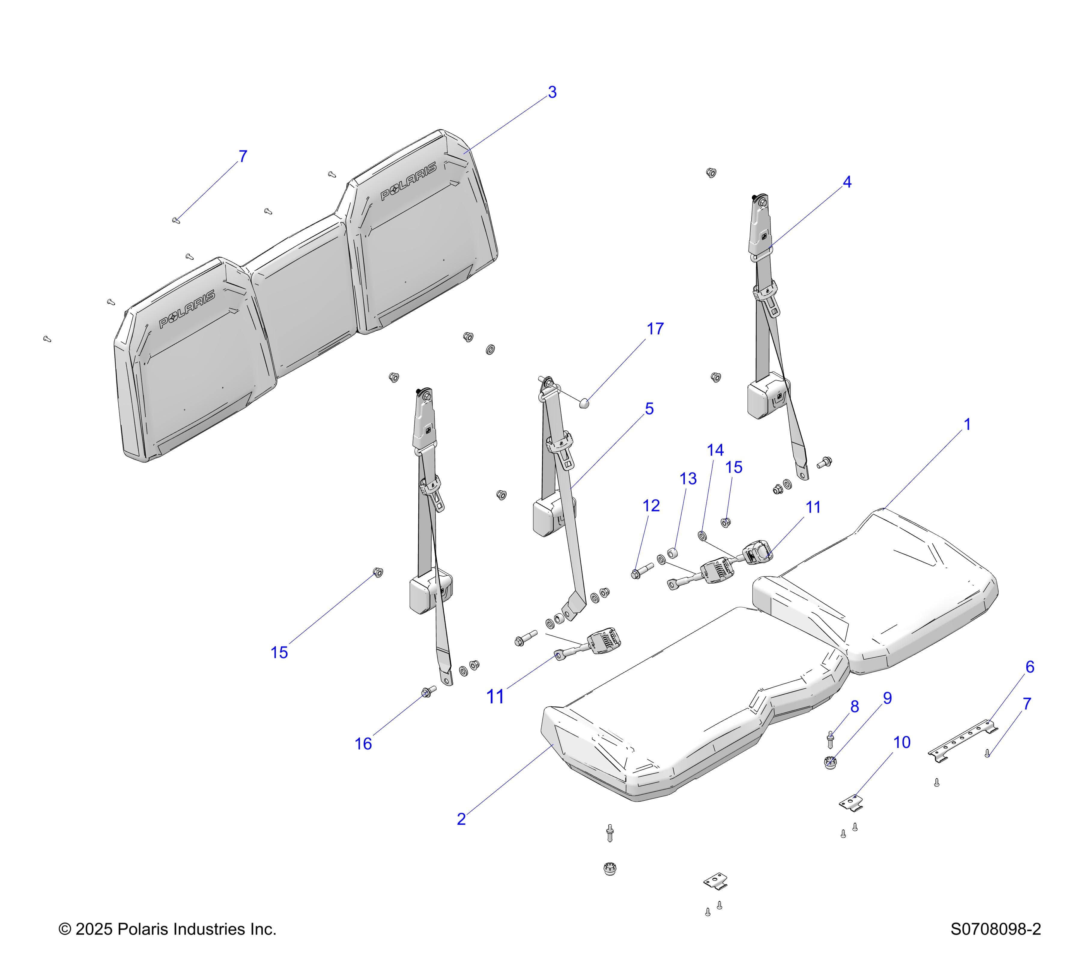 2026 RANGER 1000 CREW EPS β BODY, SEATS REAR diagram