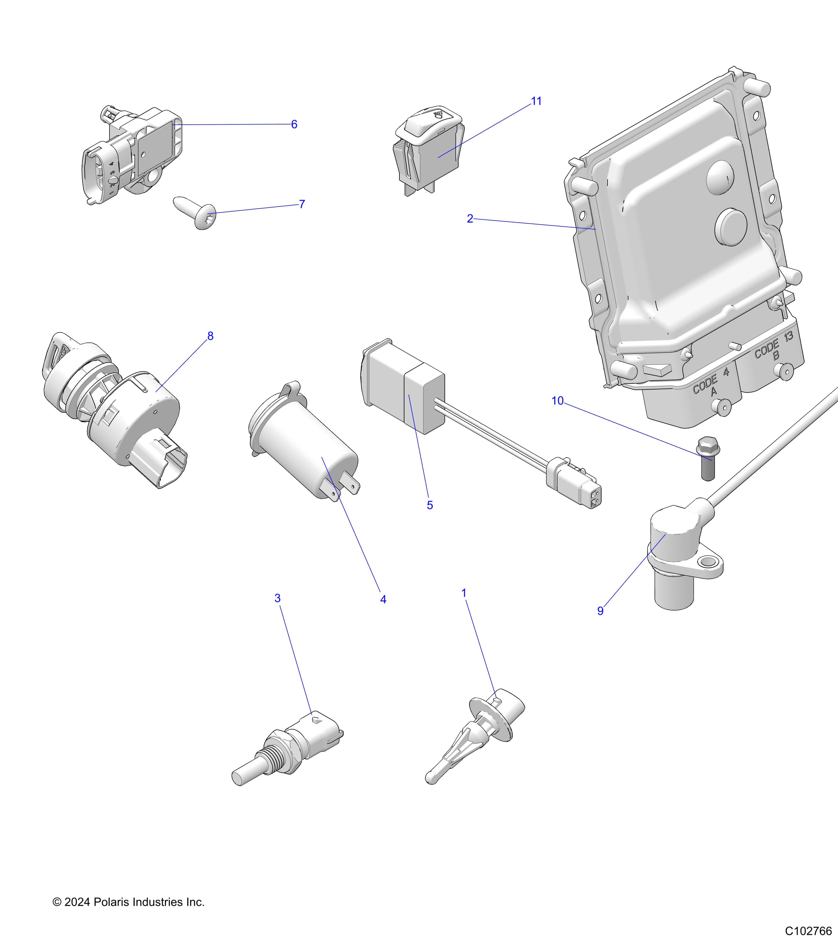 2026 SCRAMBLER XP 1000 S 49S R01 - A26SGE95AB β ELECTRICAL, SWITCHES, SENSORS, ECU and CONTROL MODULES - A26SGE95AB (C102766) diagram