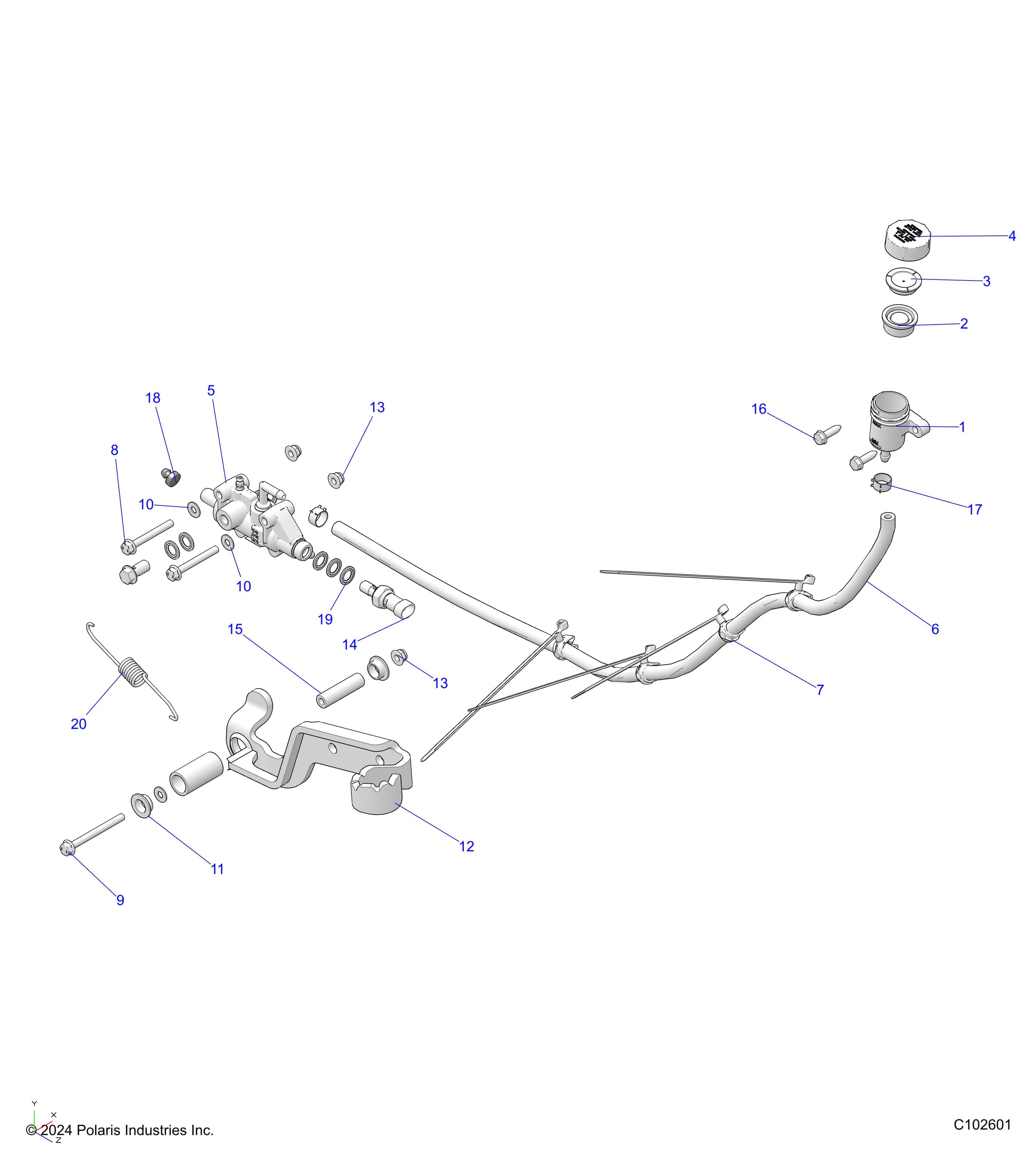 2026 SPORTSMAN TOURING 570 ULT β BRAKES, BRAKE PEDAL and MASTER CYLINDER - A26SJR57AG (C102601) diagram
