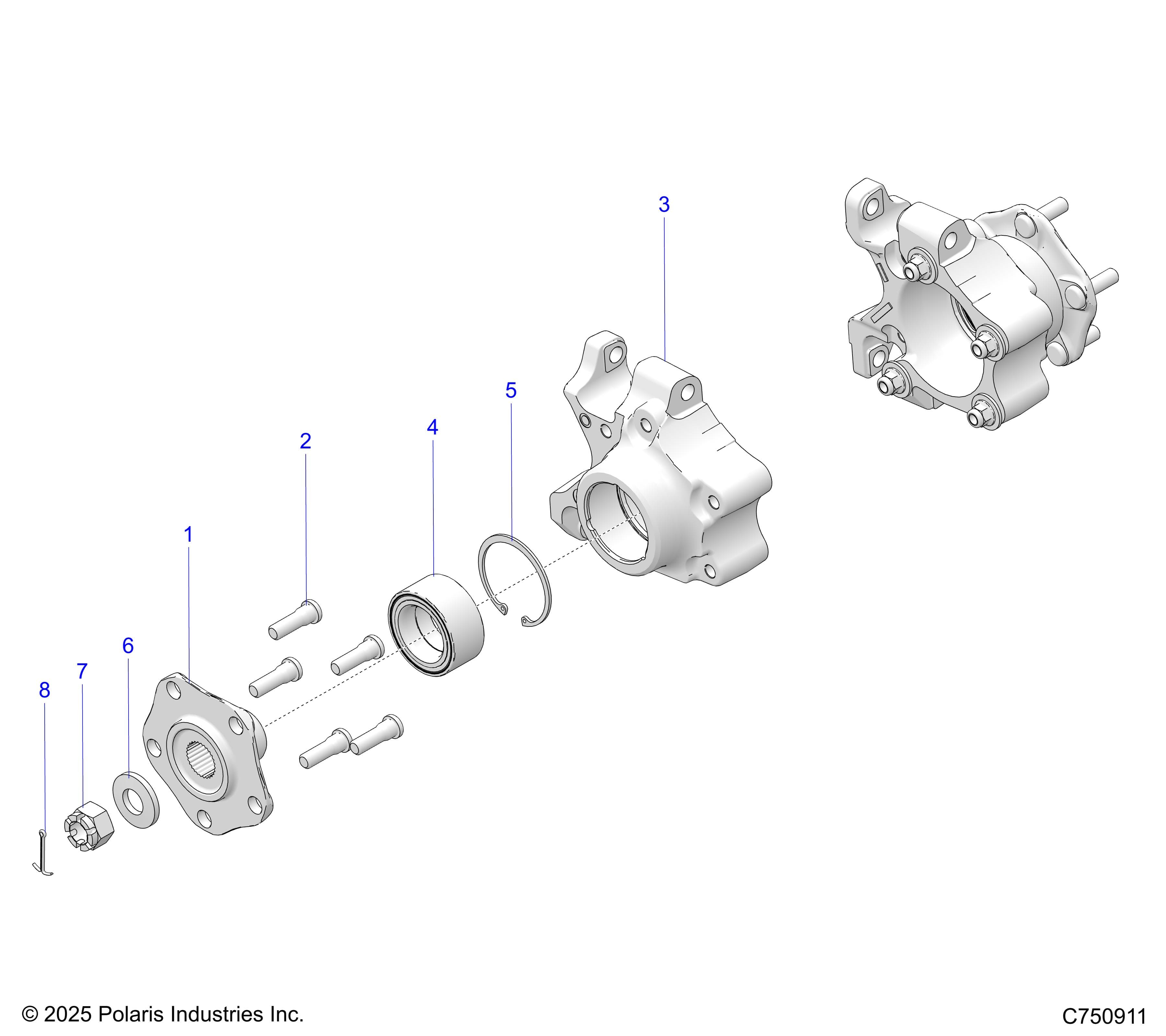 2026 RZR XP S 1000 SPORT β SUSPENSION, REAR CARRIER AND HUB - Z26NEX99A4/B4/A6/B6 (C750911) diagram