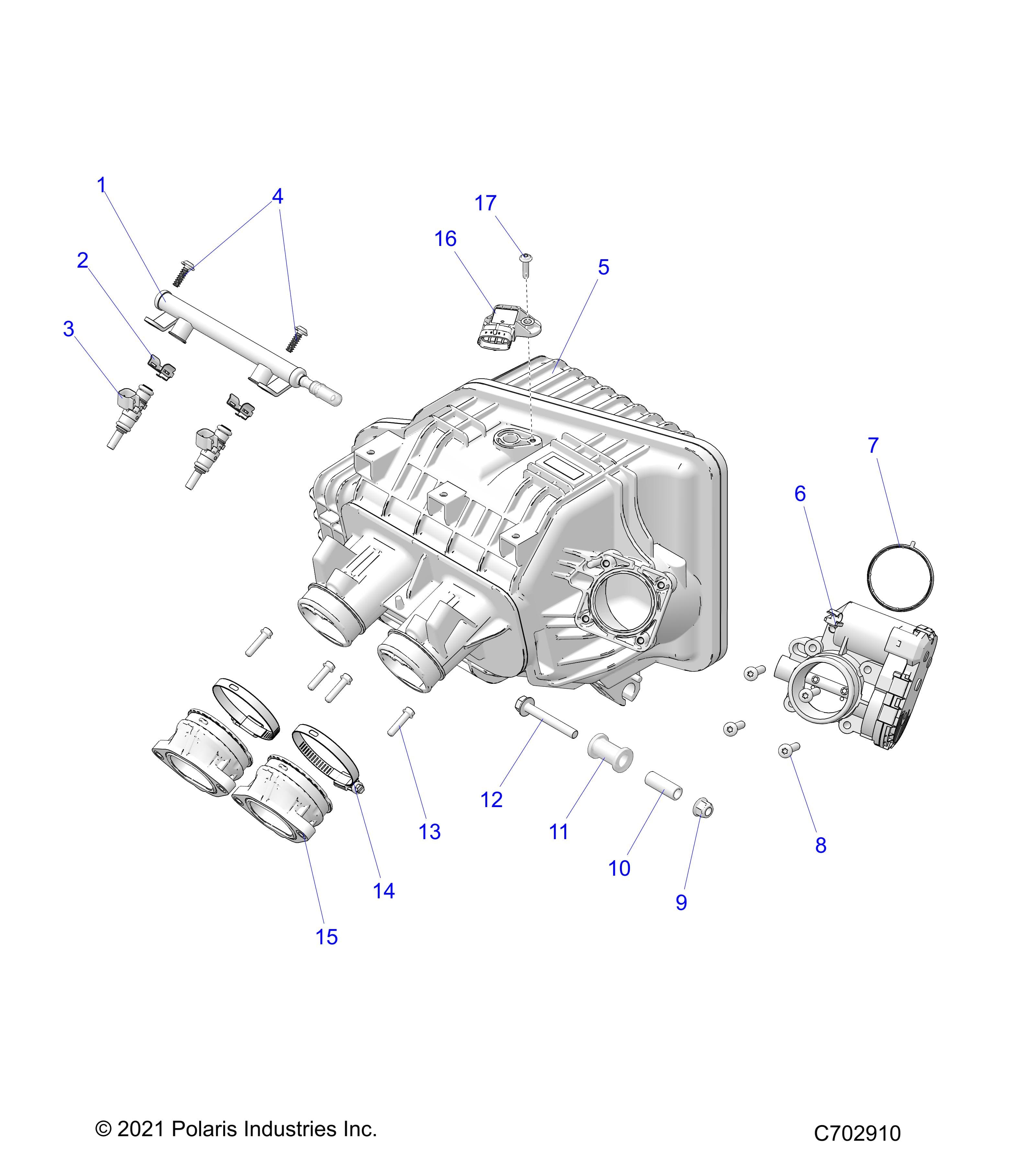 2026 RZR XP 1000 ULTIMATE β ENGINE, INTAKE MANIFOLD, THROTTLE BODY, FUEL RAIL - Z26NET99A4/B4/A6/B6 (C702910) diagram
