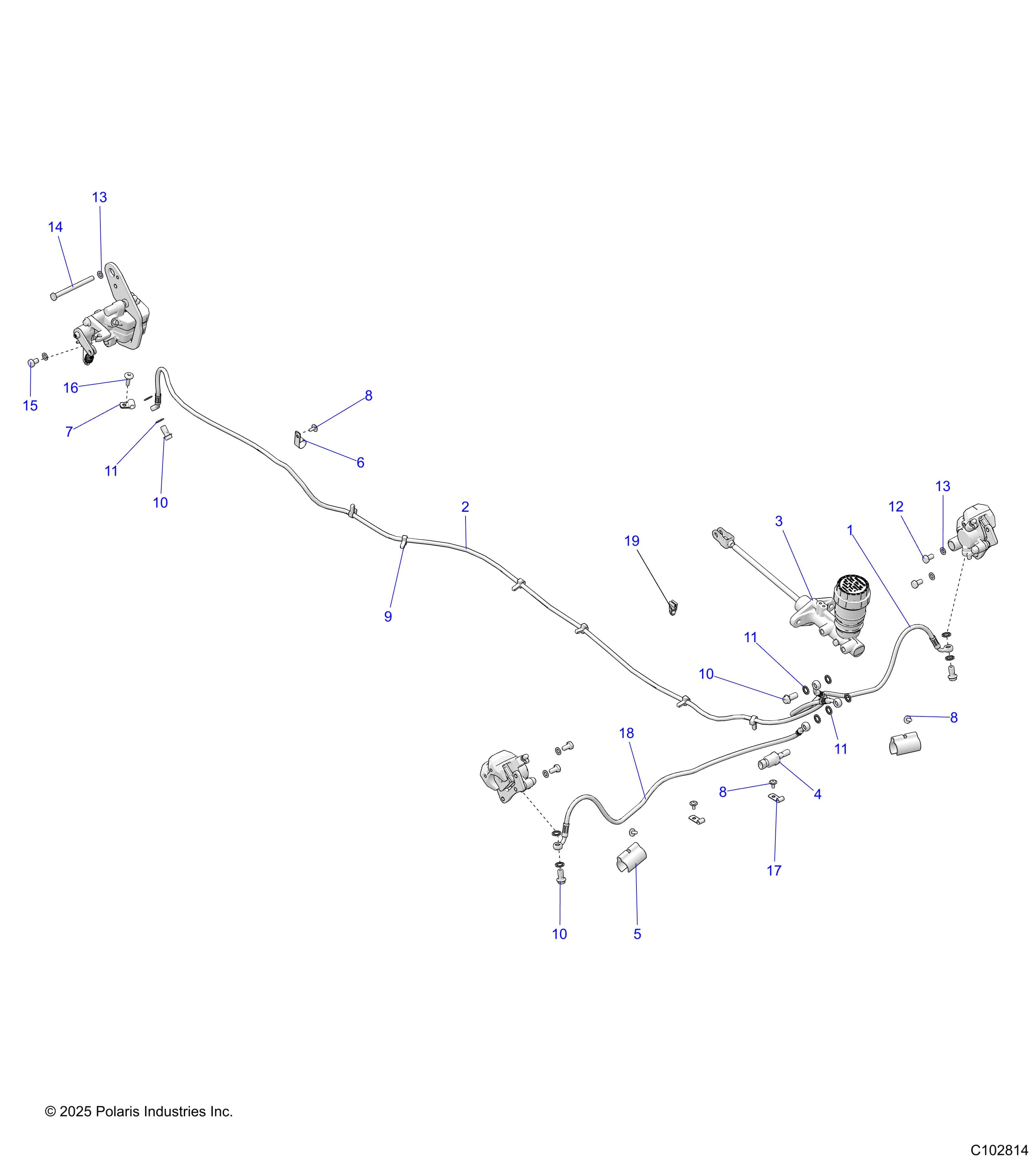 2026 RANGER 150 EFI — BRAKES, BRAKE LINES AND MASTER CYLINDER - R26HZA15A5/B5 (C102814) diagram