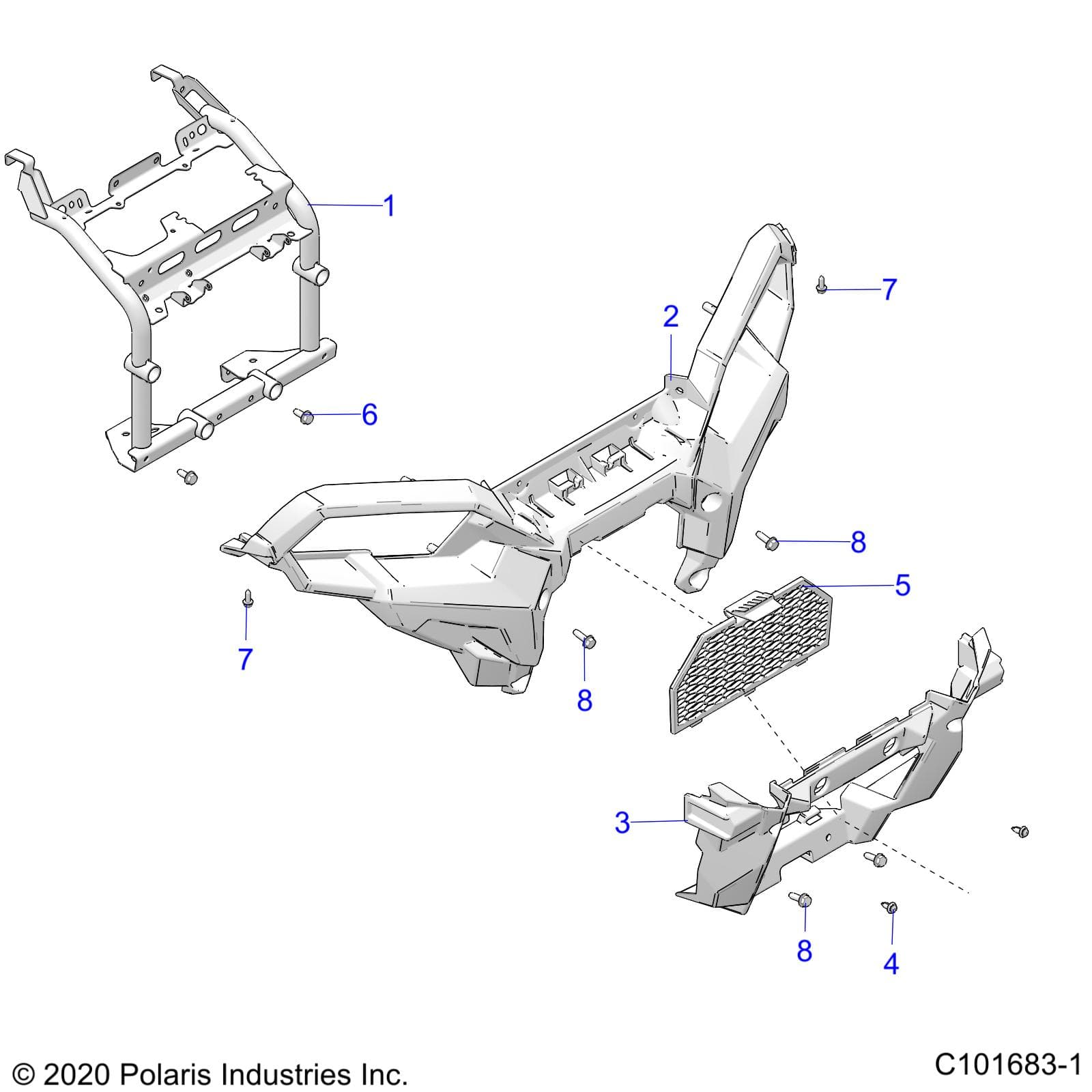2026 SPORTSMAN 1000 ULTIMATE 49S R01 - A26SXR95AG β BODY, FRONT BUMPER and MOUNTING - A26SXR95AG (C101683-1) diagram