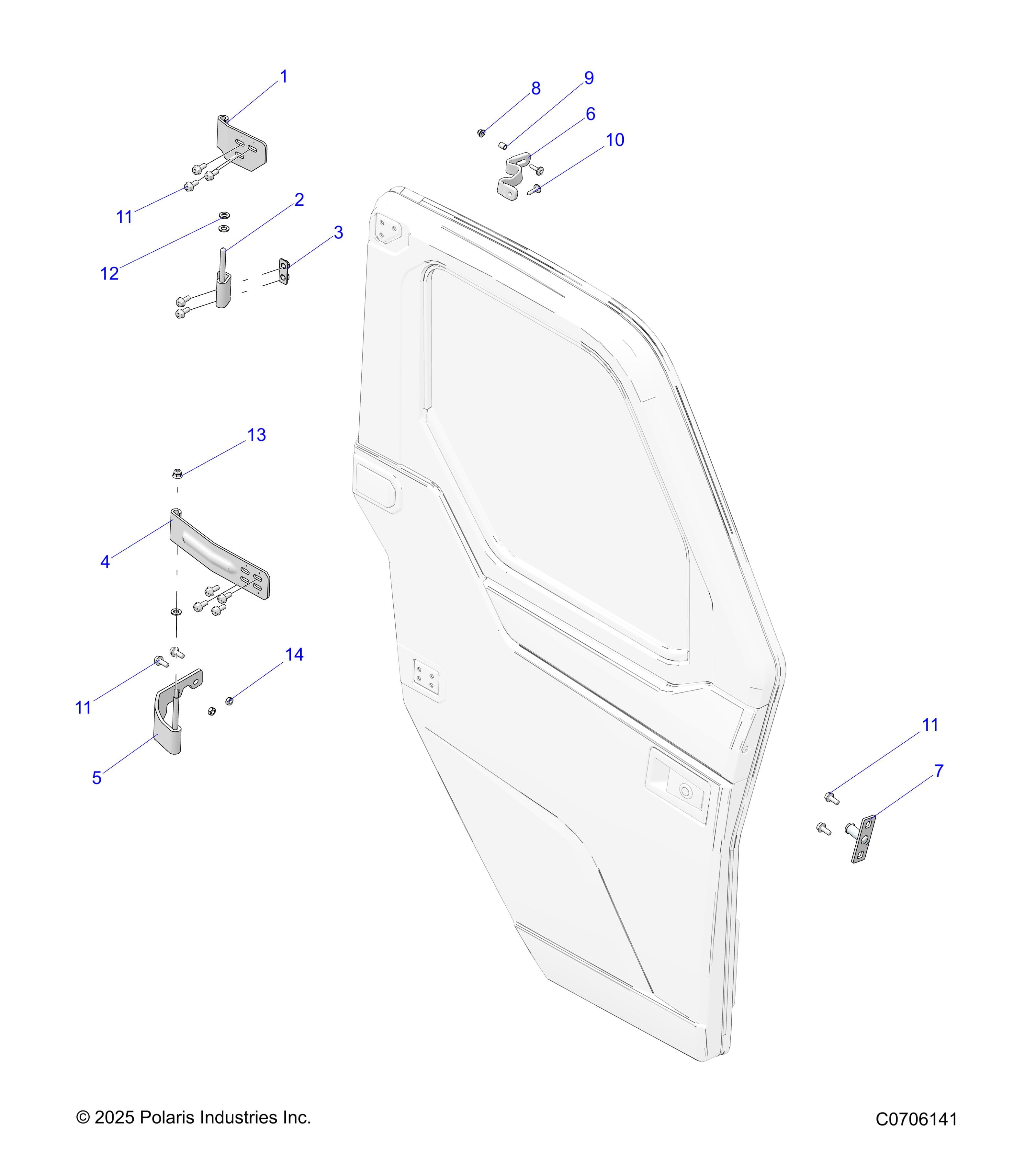 2026 RANGER 1000 CABBED β BODY, DOOR MOUNTING diagram