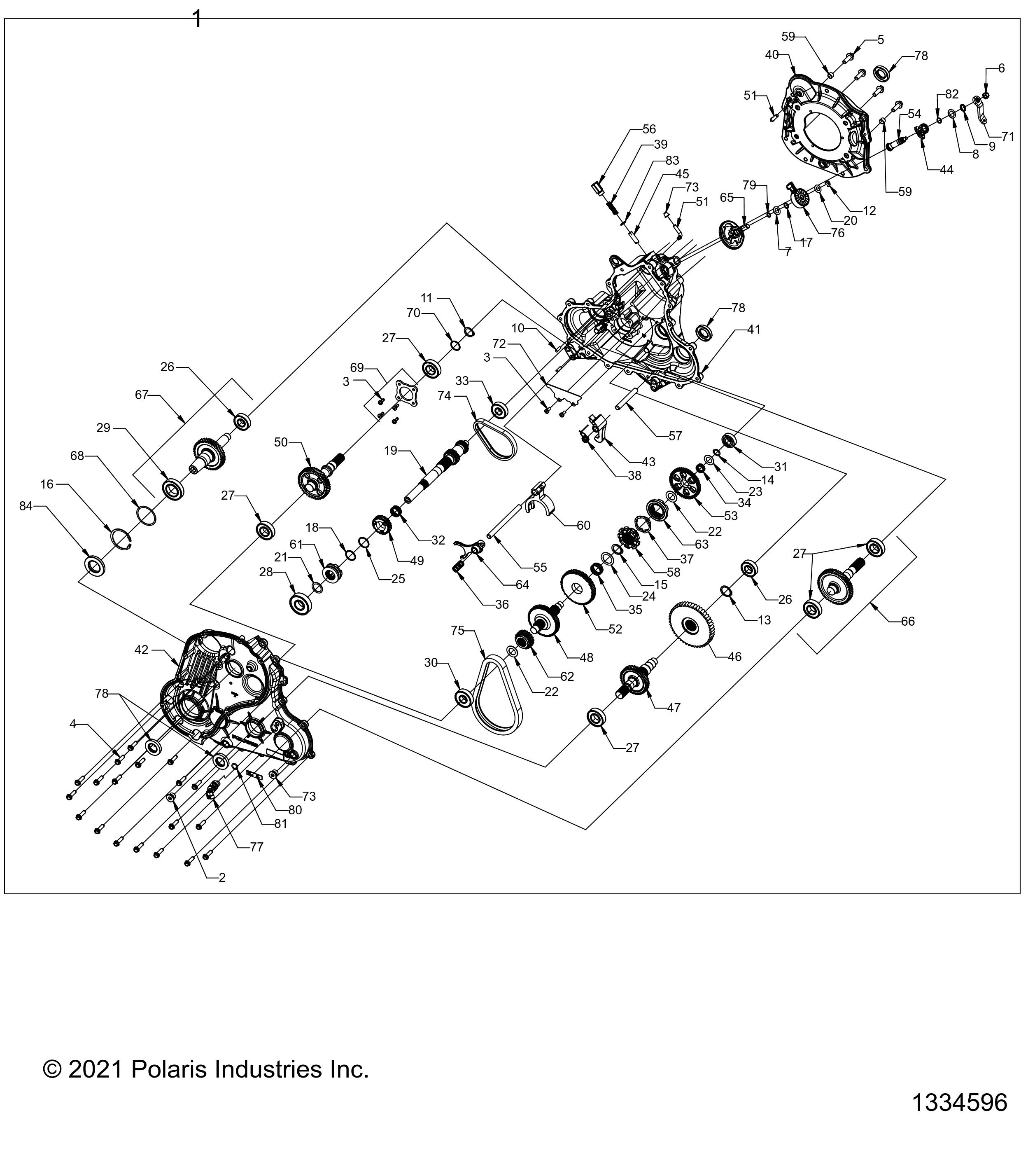 2026 SPORTSMAN 850 MUD 49S R01 - A26SXN85A7 — DRIVE TRAIN, MAIN GEARCASE - A26SXN85A7 (1334596) diagram
