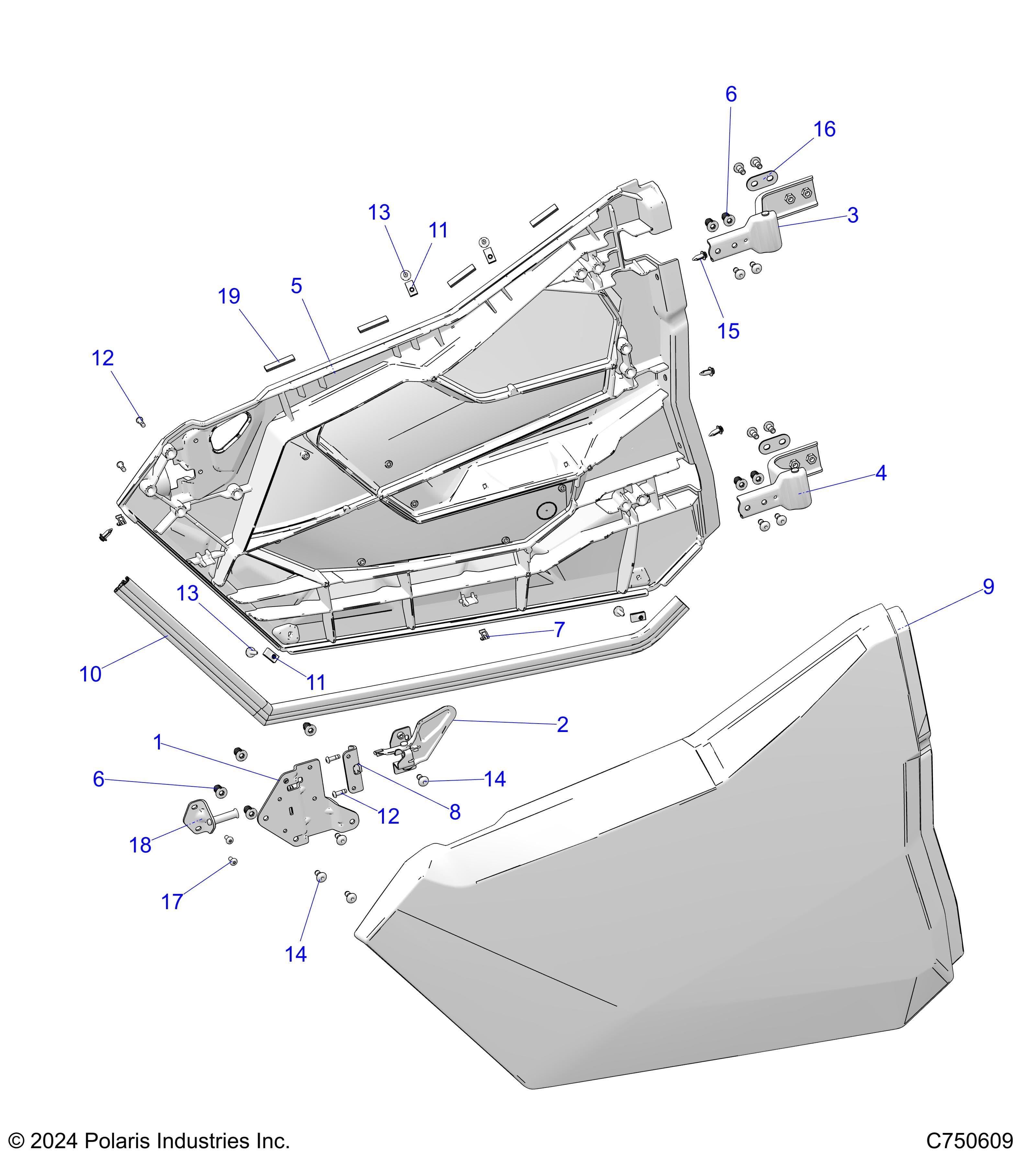 2026 RZR PRO S4 ULTIMATE EVP,LE β BODY, DOORS, FRONT - Z26S4P92BL (C750609) diagram