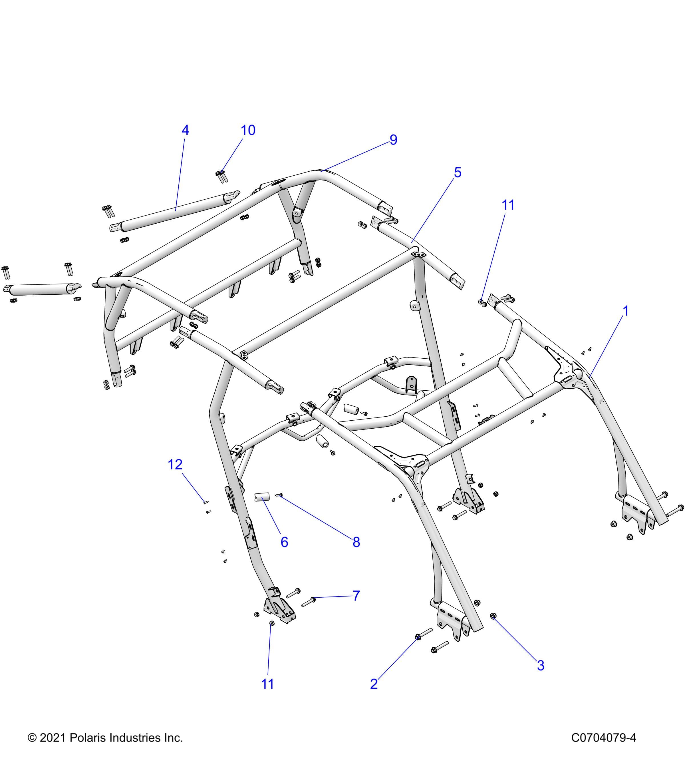 2026 RZR XP 4 1000 ULTIMATE β CHASSIS, CAB FRAME - Z26NMT99A4/B4/A6 (C0704079-4) diagram