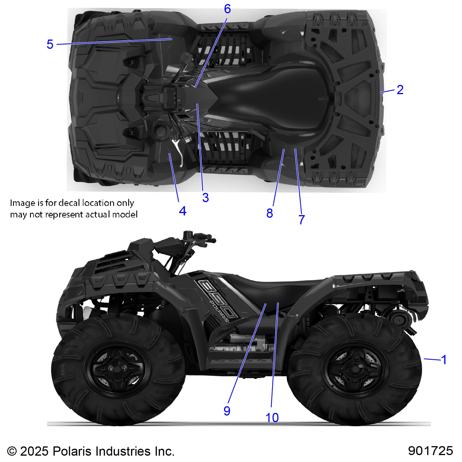 2026 SPORTSMAN 850 MUD 49S R01 - A26SXN85A7 β BODY, DECALS STANDARD - A26SXN85A7 (901725) diagram
