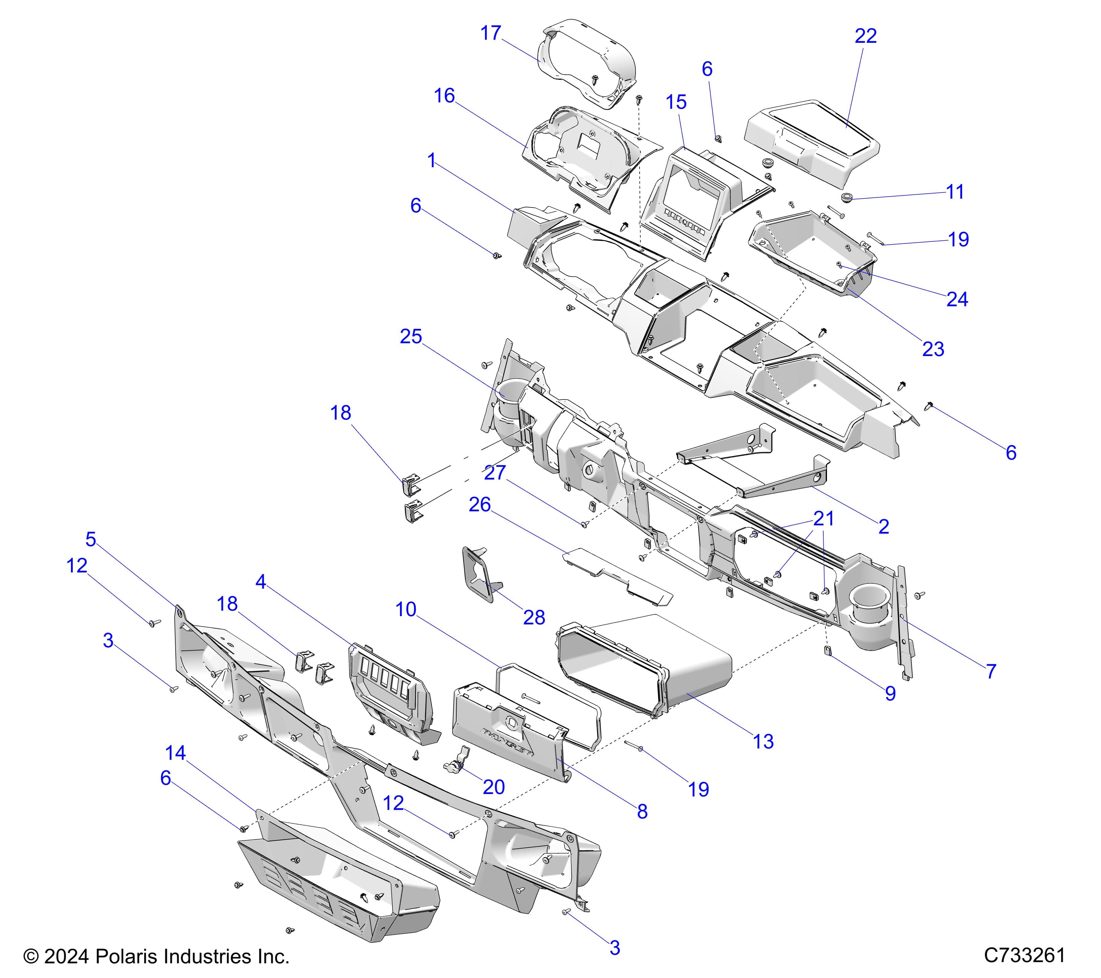 2026 RANGER 1000 XP CREW NORTHSTAR TEXAS EDITION β BODY, DASH - R26RST99AL (C733261) diagram