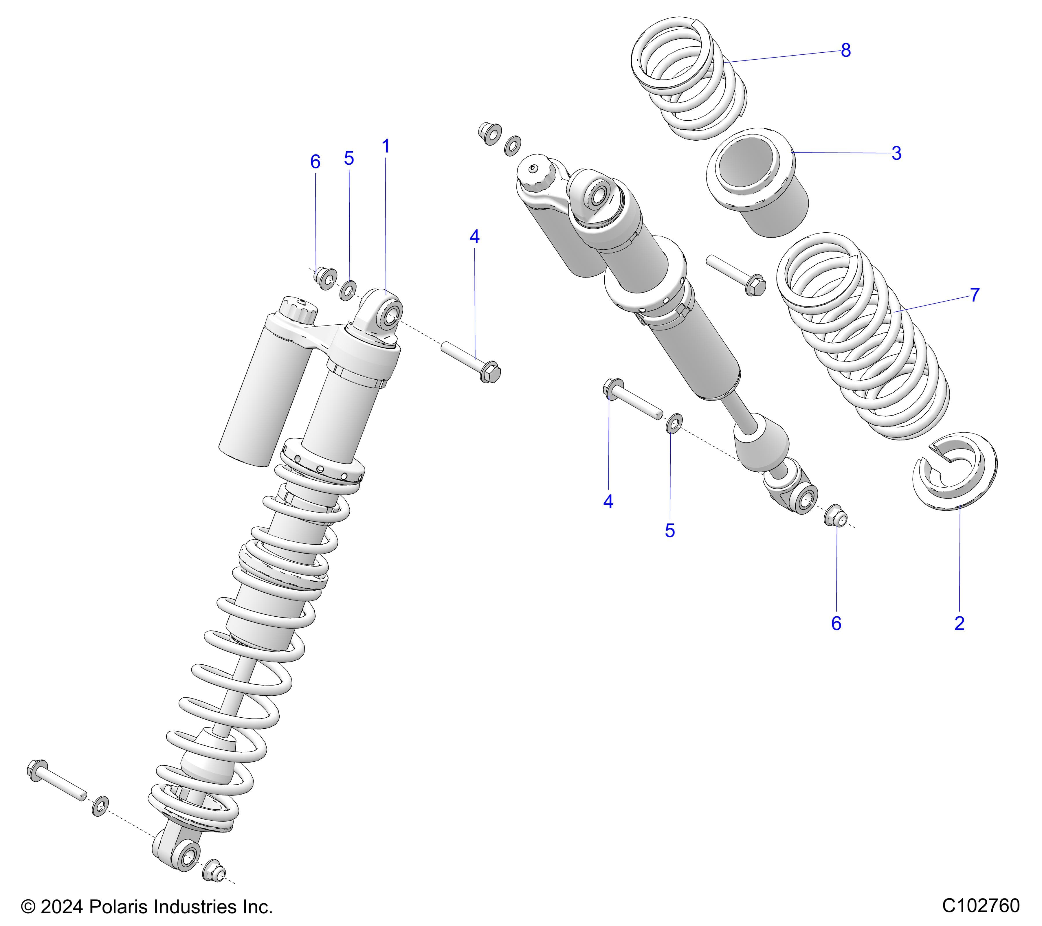 2026 SCRAMBLER XP 1000 S 49S R01 - A26SGE95AB — SUSPENSION, SHOCK, REAR - A26SGE95AB (C102760) diagram
