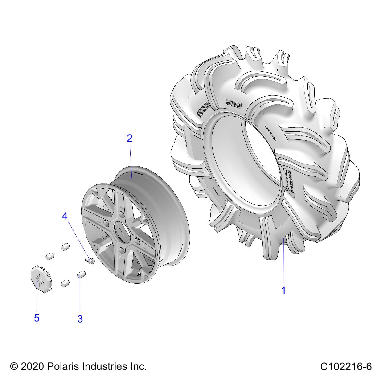2026 SPORTSMAN 850 MUD 49S R01 - A26SXN85A7 β WHEELS, REAR - A26SXN85A7 (C102216-6) diagram