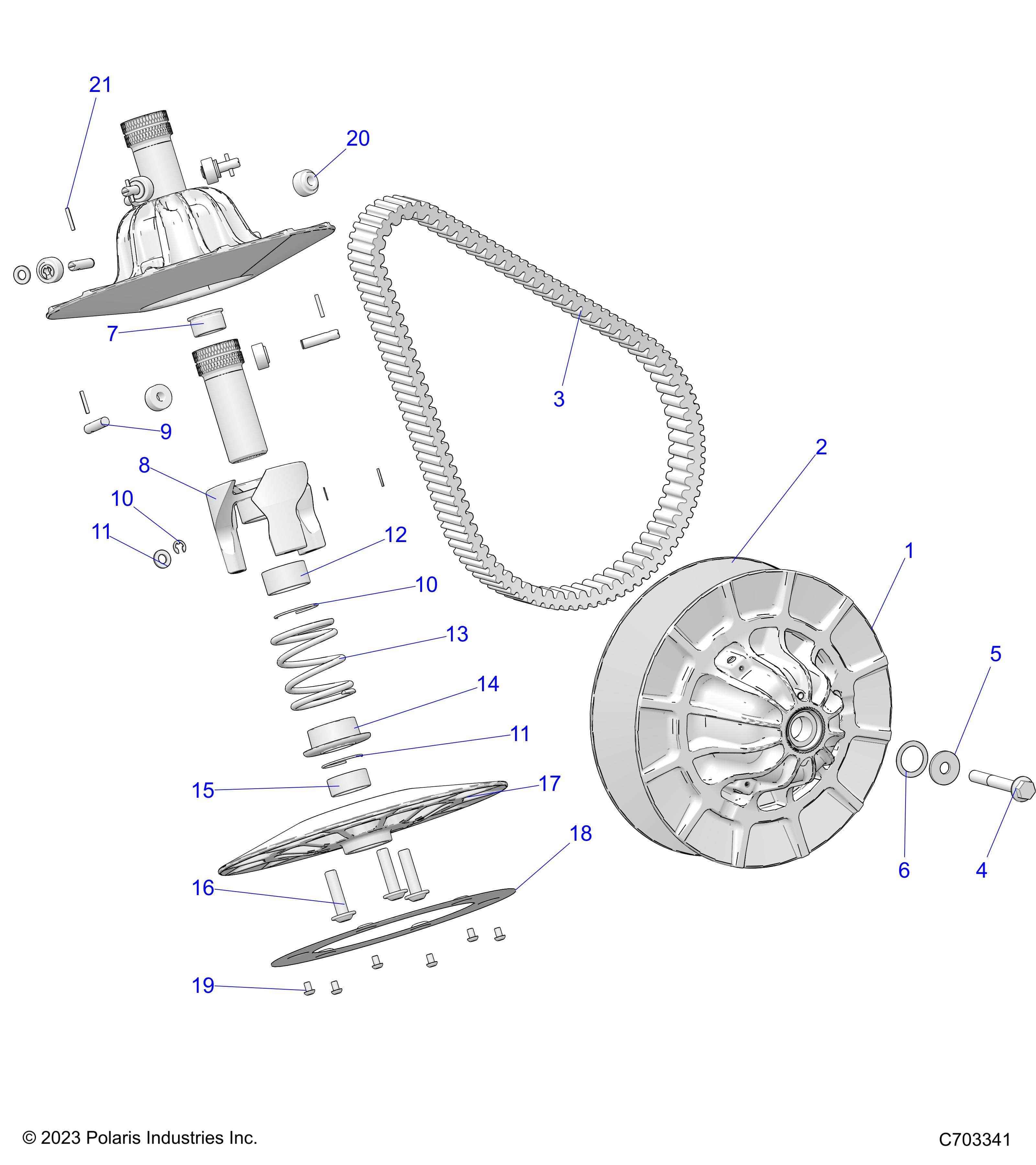 2026 RZR XP 1000 ULTIMATE — DRIVE TRAIN, SECONDARY CLUTCH - Z26NET99A4/B4/A6/B6 (C703341) diagram