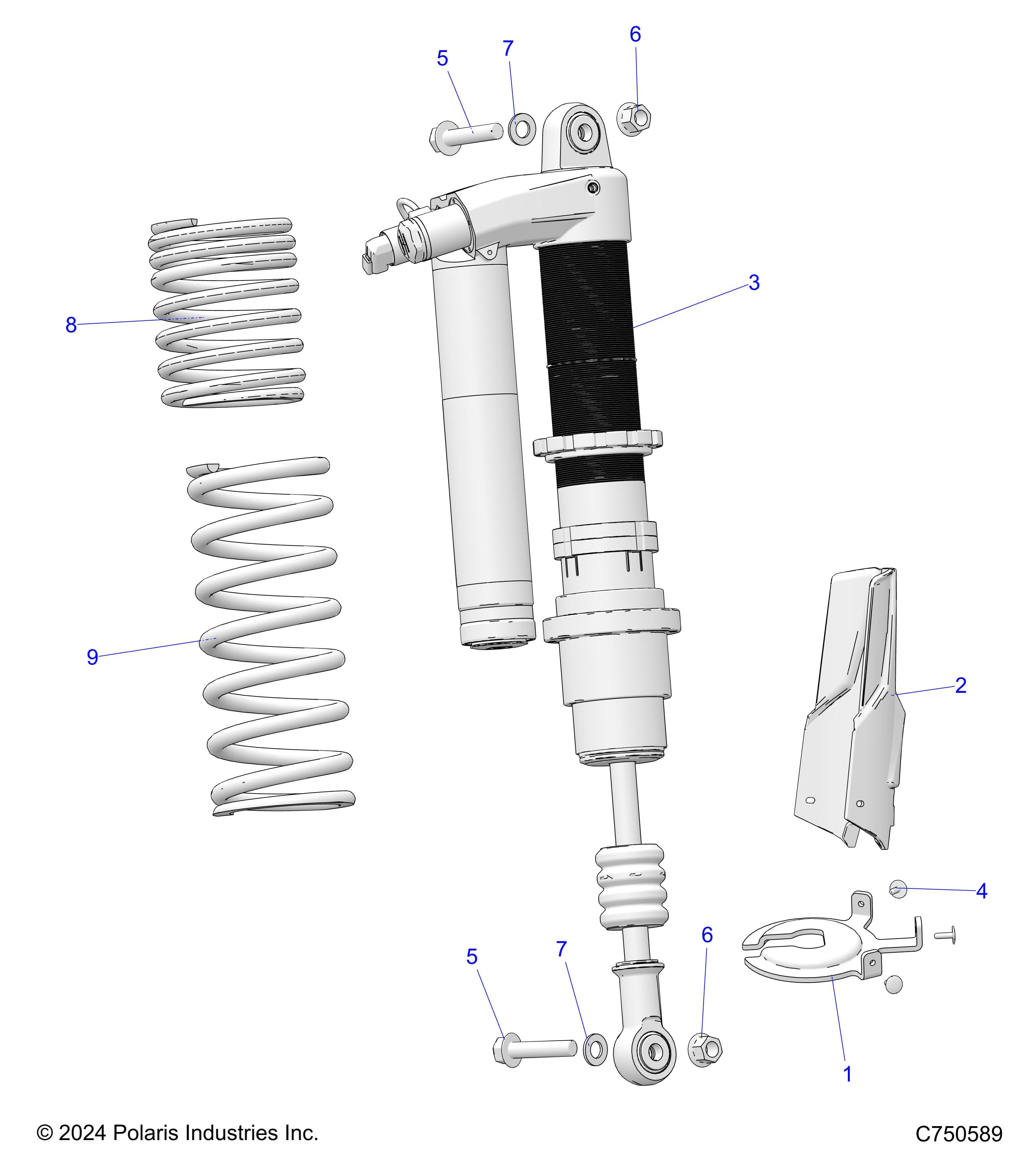2026 RZR PRO S4 ULTIMATE EVP,LE β SUSPENSION, REAR SHOCK & MOUNTING - Z26S4P92BL (C750589) diagram
