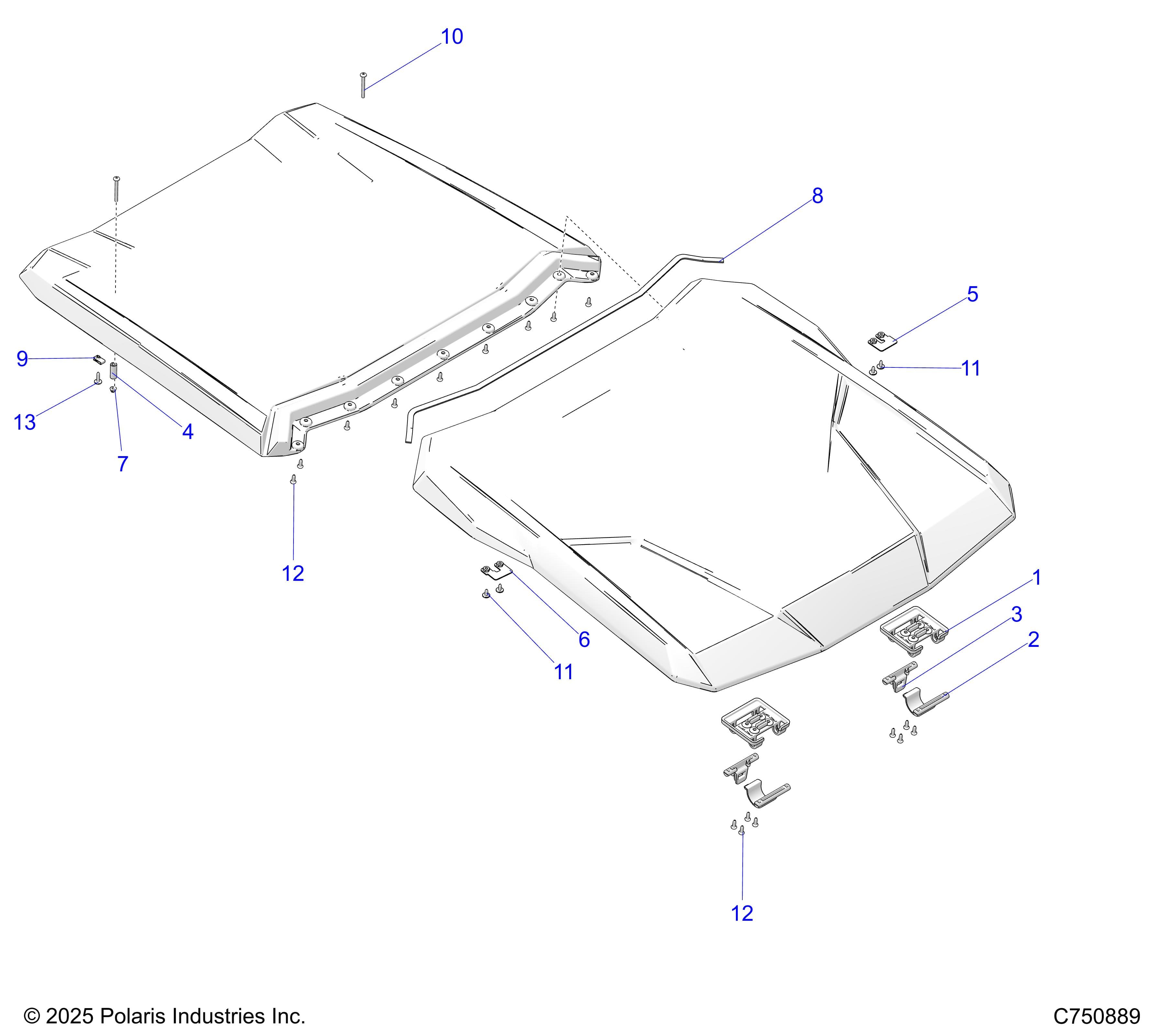 2026 RZR PRO XP 4 SPORT β BODY, ROOF - Z26X4E92A4/B4/A6/B6 (C750889) diagram