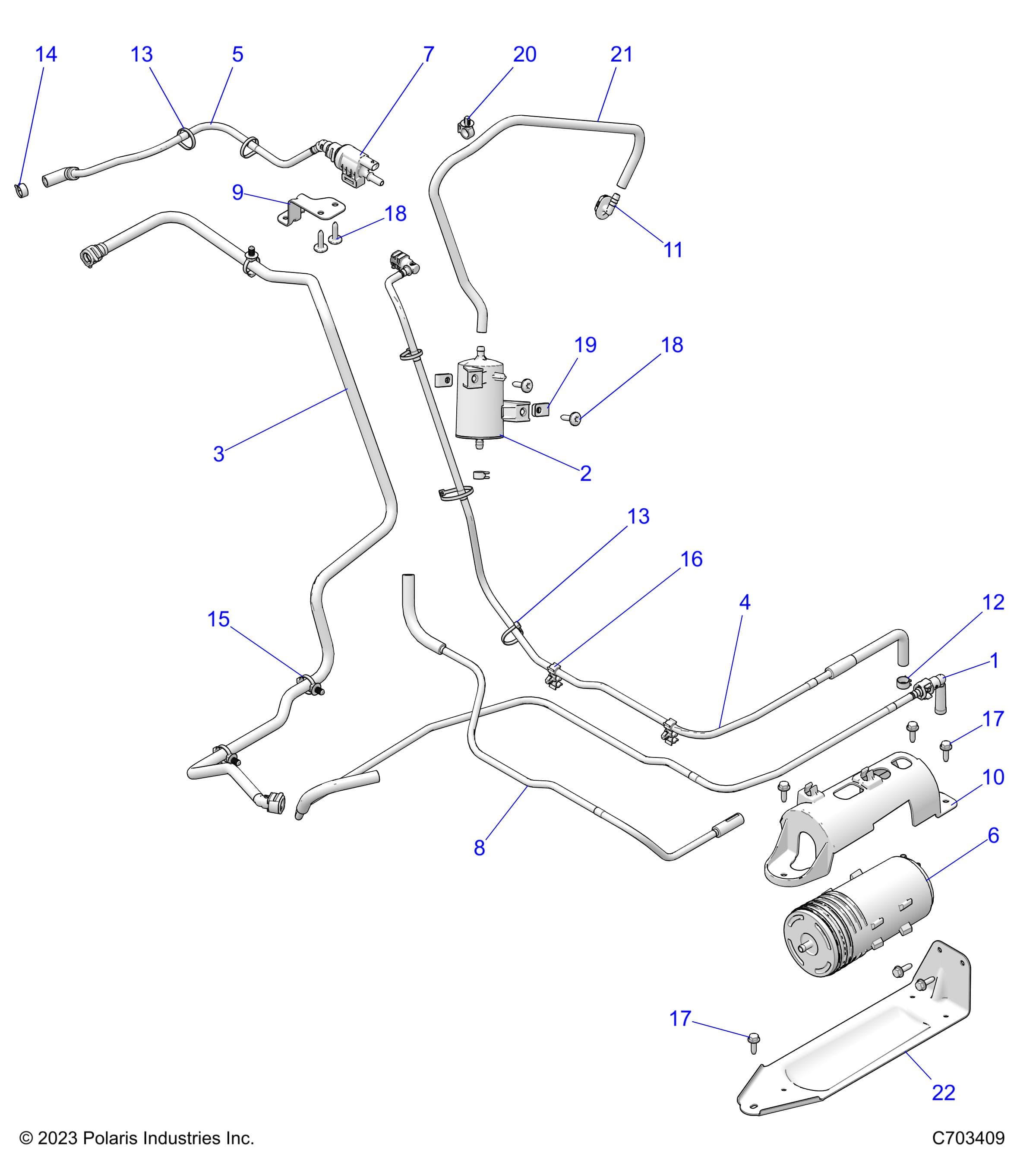 2026 RZR TRAIL S 1000 ULTIMATE β FUEL SYSTEM, LINES, EVAP - Z26ASF99A6 (C703190) diagram