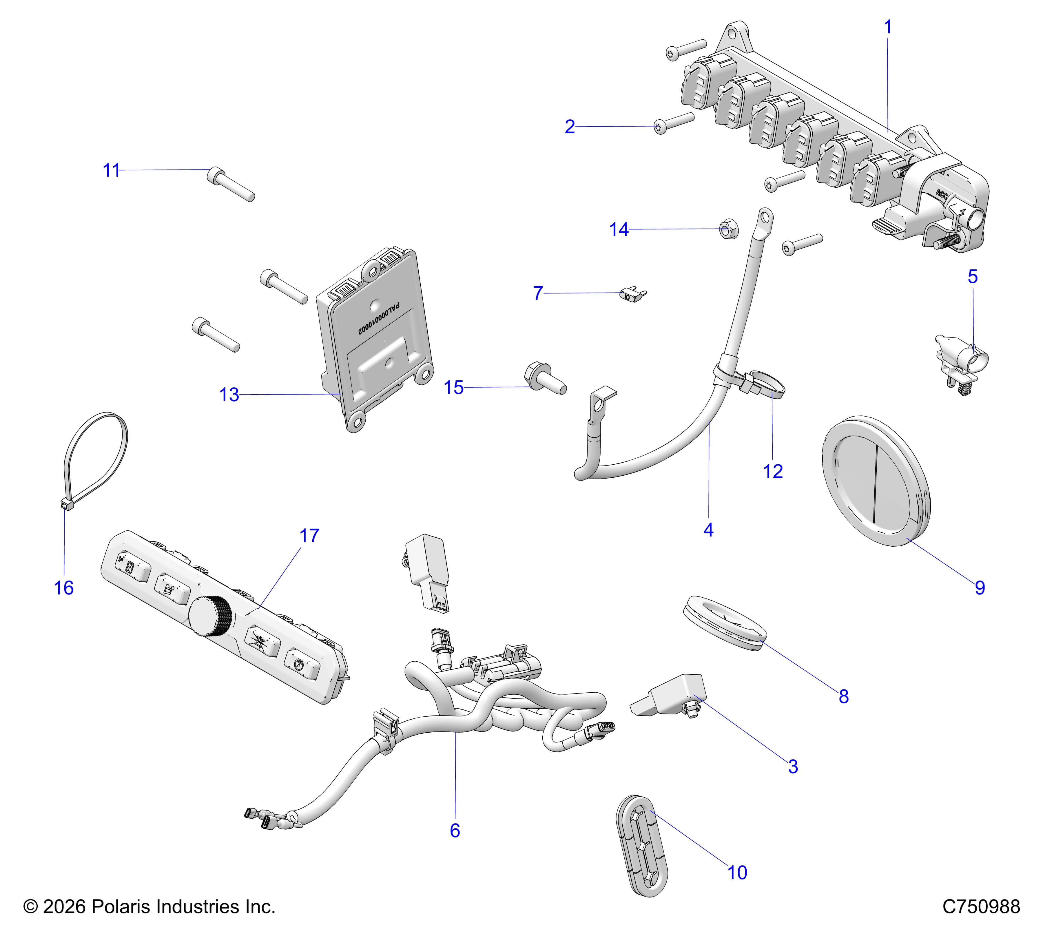 2026 RZR PRO R4 LE β ELECTRICAL, WIRE HARNESS, PERIPHERAL - Z26R4P2KBL (C750988) diagram