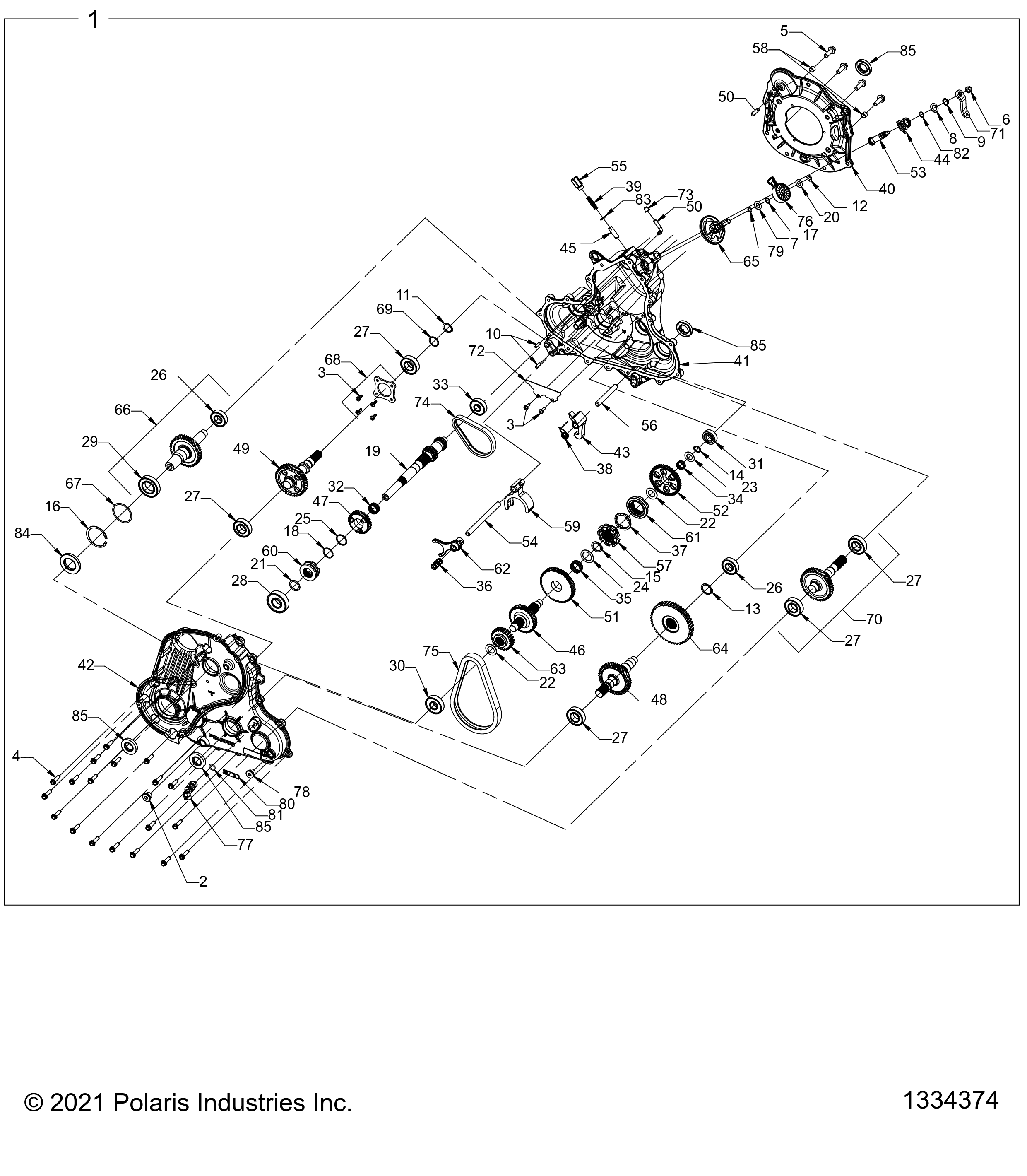 2026 SPORTSMAN 850 EPS PREM 48" R01 - A26SXE85AN/AZ — DRIVE TRAIN, MAIN GEARCASE - A26SXE85AN/AZ (1334374) diagram