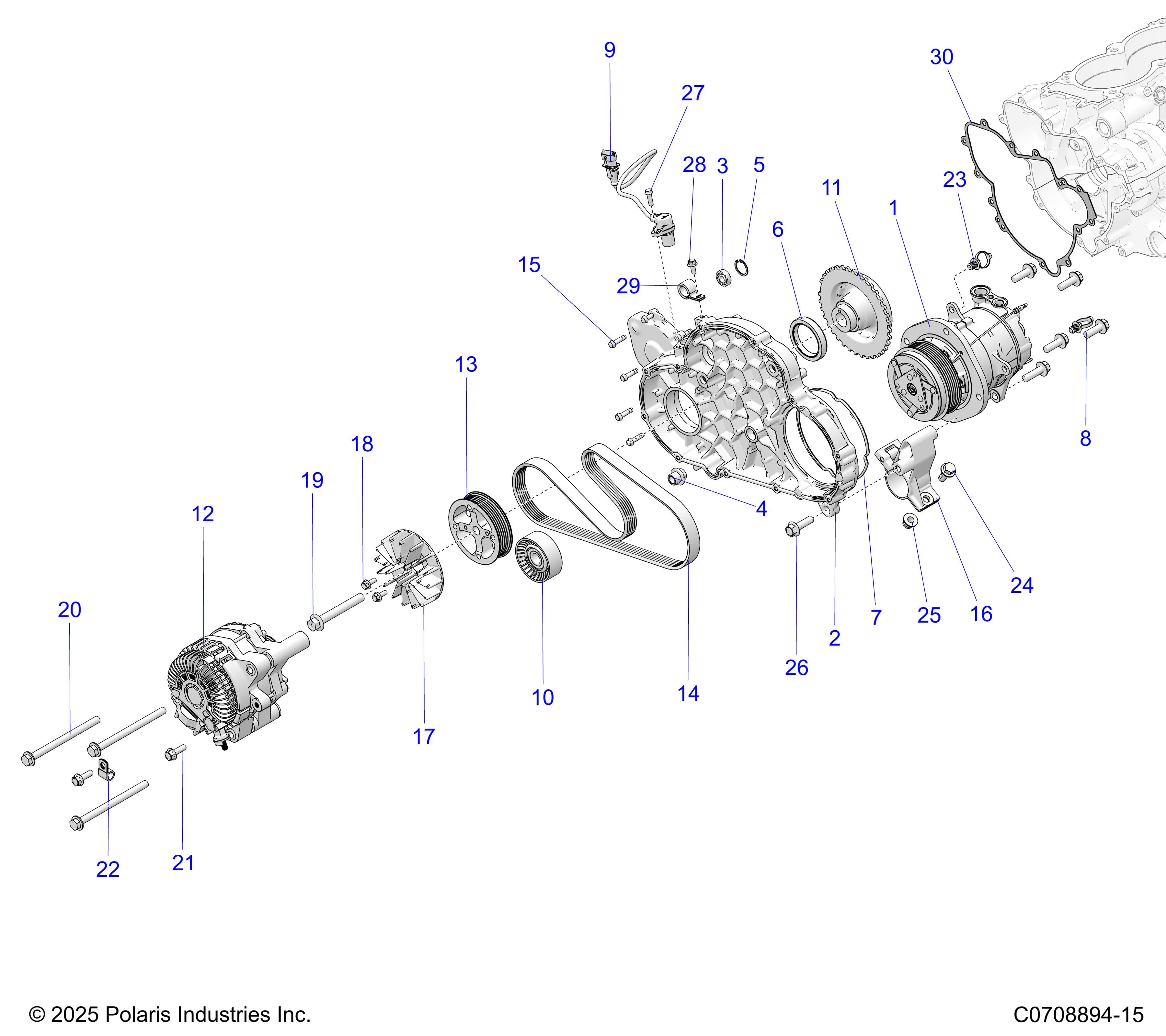 2026 POLARIS XPEDITION ADV 5 NORTHSTAR β ENGINE, ALTERNATOR AND COMPRESSOR diagram