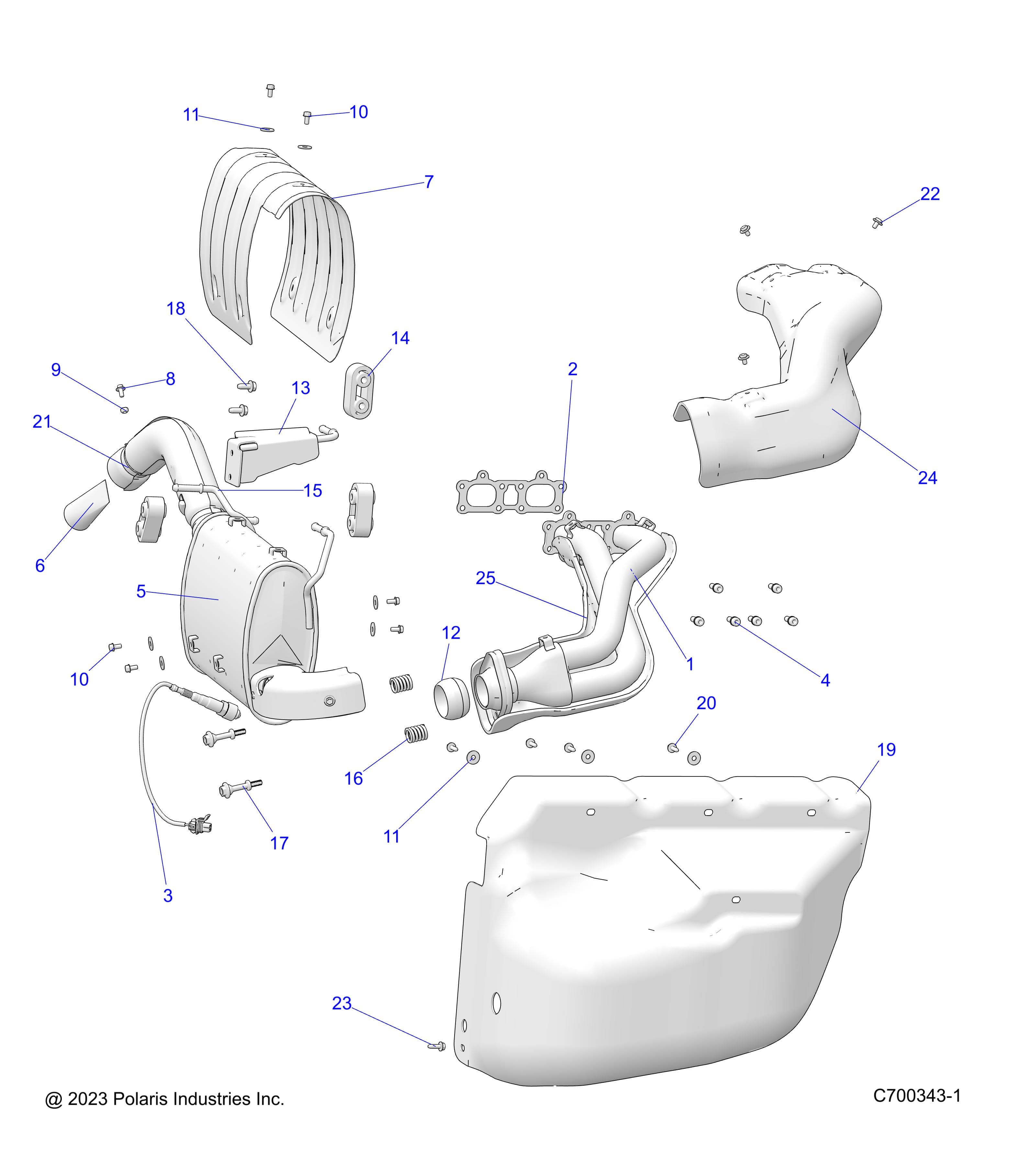2026 RANGER 1000 XP CREW TEXAS EDITION β ENGINE, EXHAUST SYSTEM - R26RSF99AL (C700343-1) diagram