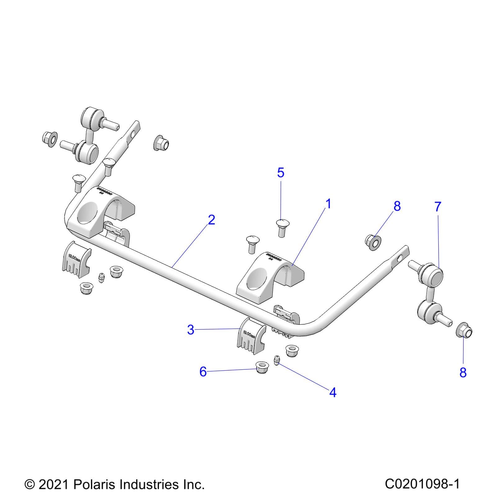 2026 RZR 200 AU β SUSPENSION, REAR STABILIZER BAR - Z26HCA18D4 (C0201098-1) diagram