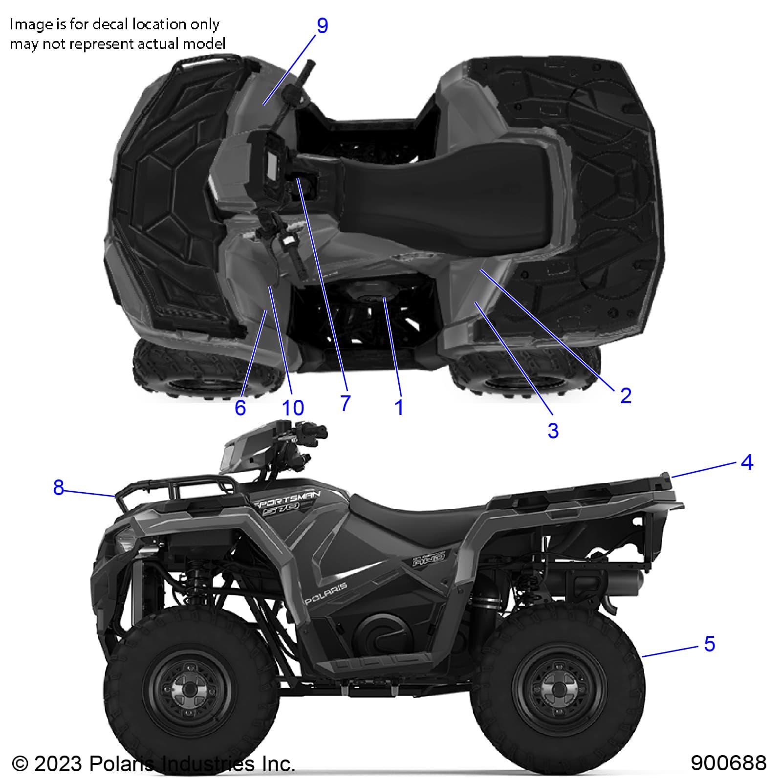 2026 SPORTSMAN 570 β BODY, DECALS, STANDARD - A26SEA57A1/A4/A6 (900688) diagram