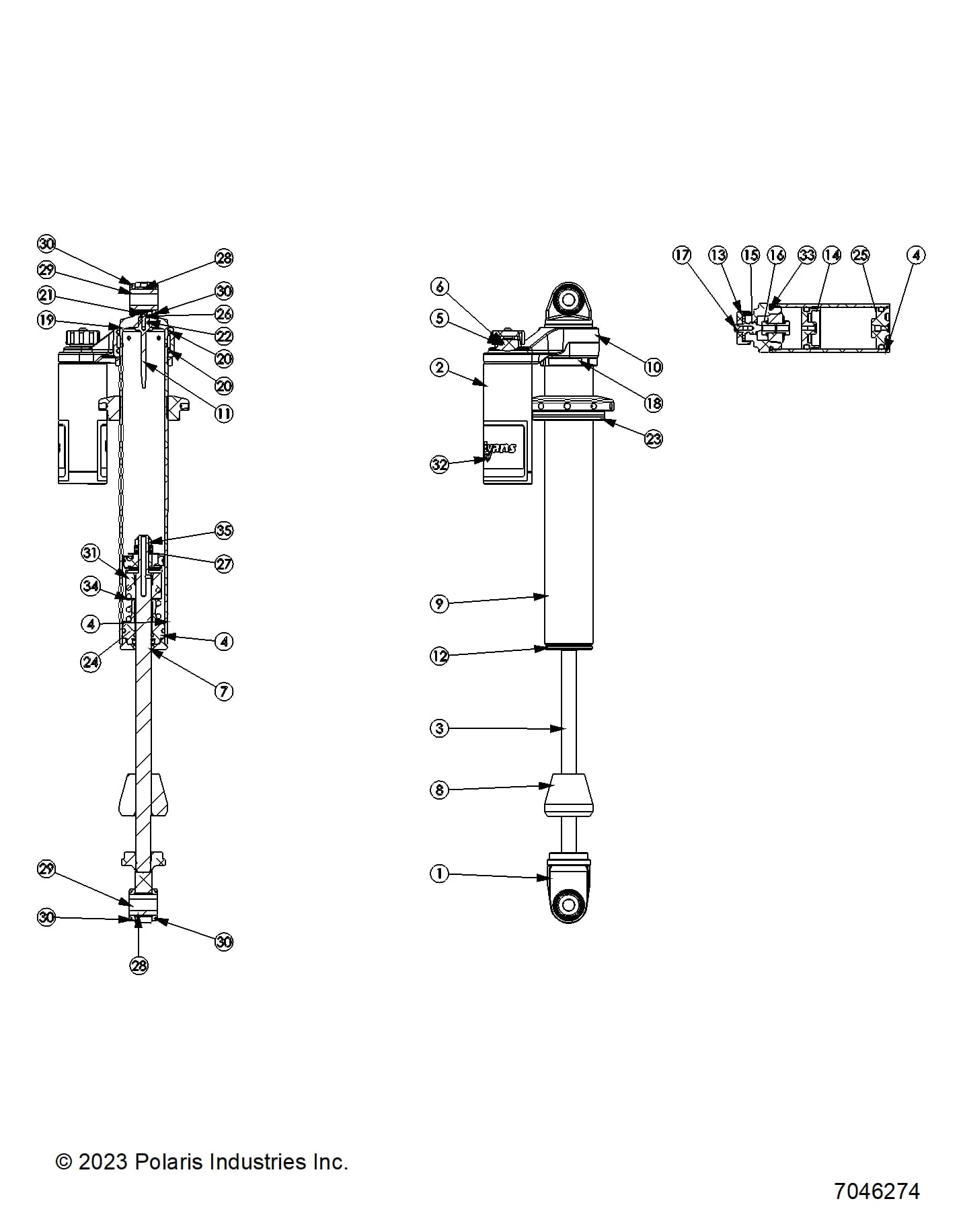 2026 RZR XP 4 1000 SPORT β SUSPENSION, FRONT SHOCK INTERNALS - Z26NMS99A4/B4/A6/B6 (7046274) diagram