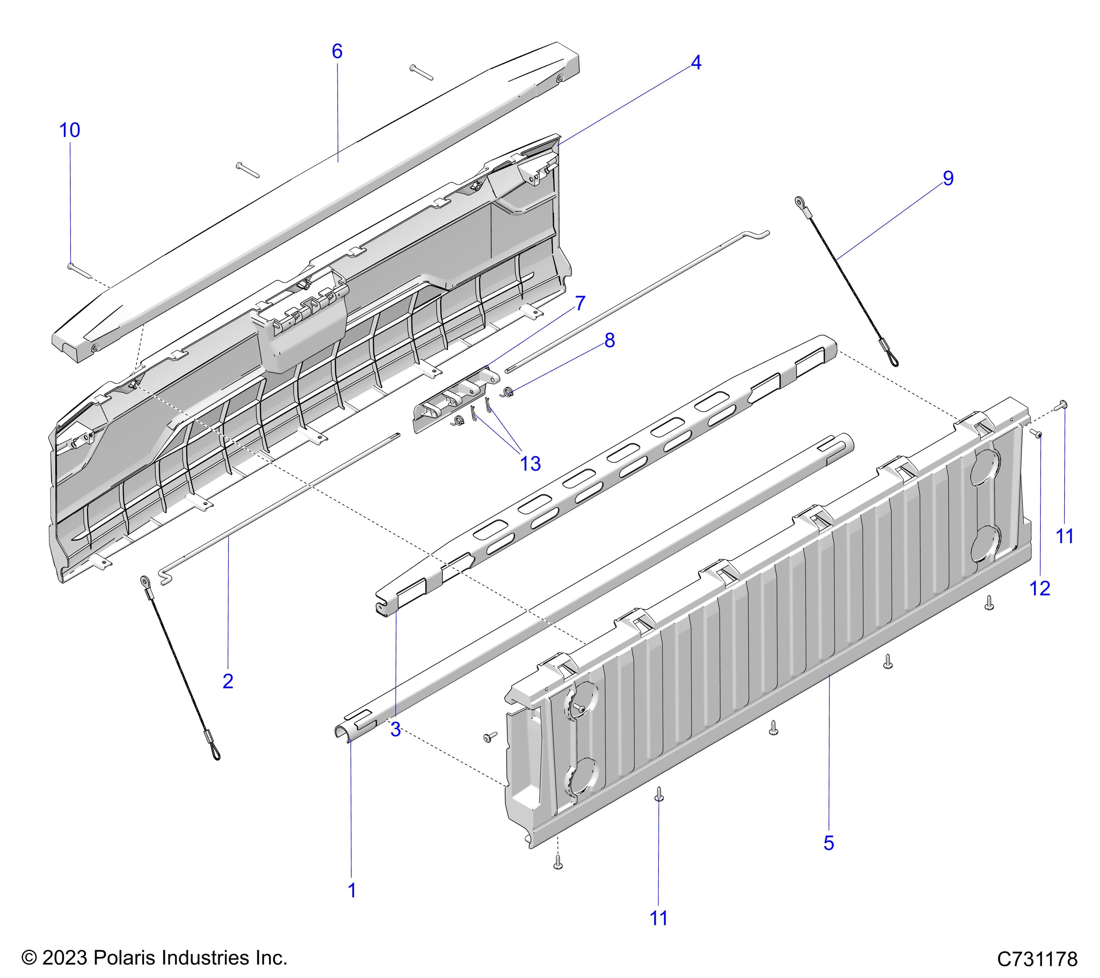 2026 RANGER 1000 XP NSTR ULTIMATE TRAIL BOSS β BODY, BOX, TAILGATE - R26RRV99AK (C731178) diagram