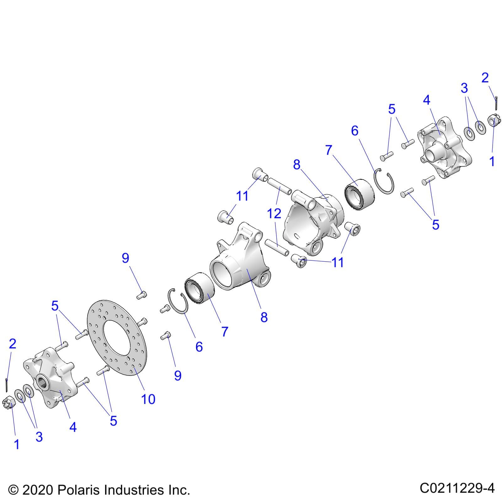 2026 SPORTSMAN TOURING 570 PREM β SUSPENSION, REAR HUBS, CARRIER and BRAKE DISC - A26SDZ57AB (C0211229-4) diagram