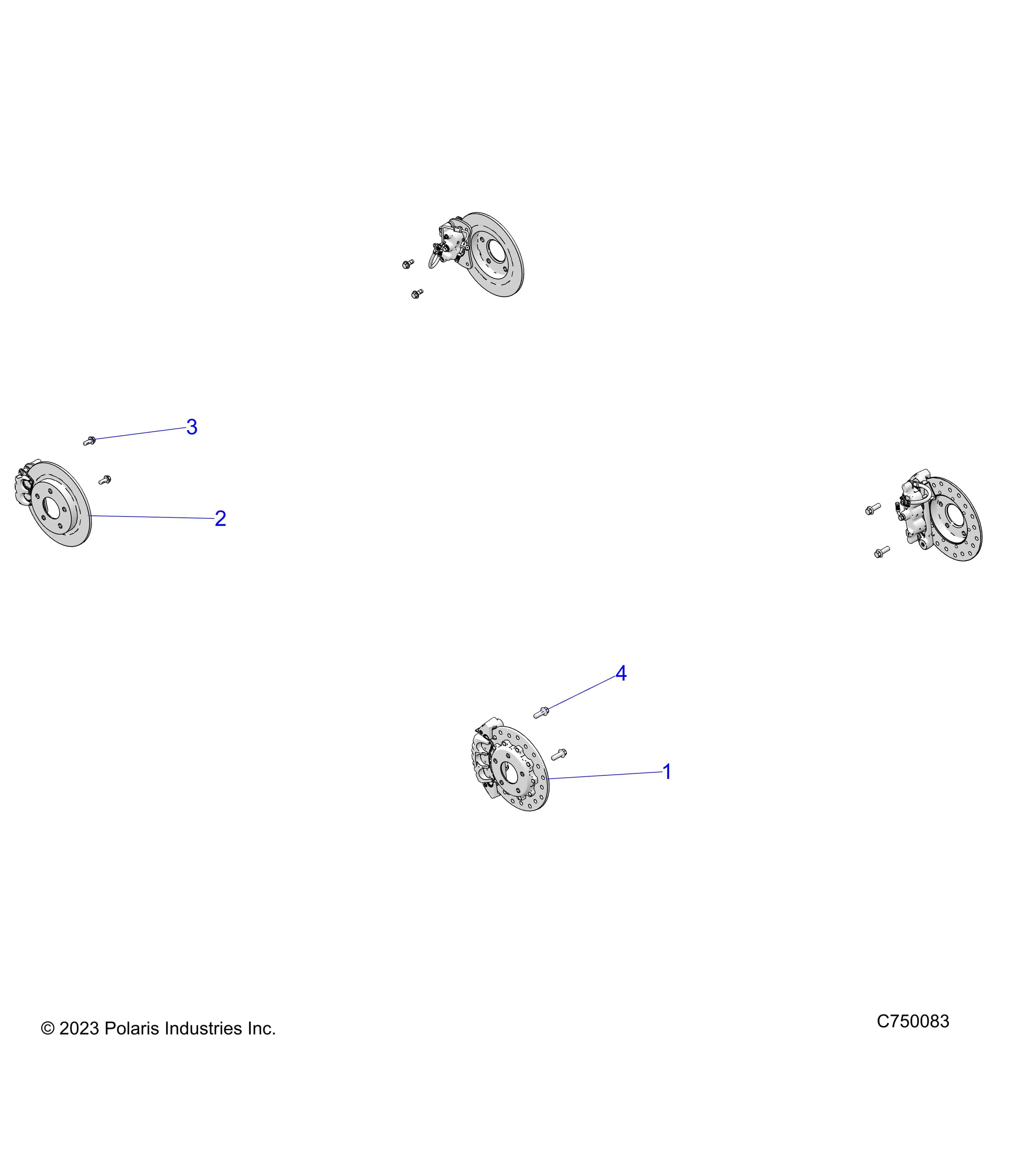 2026 RZR PRO S SPORT β BRAKES, CALIPER MOUNTING AND ROTORS - Z26SPE92A4/B4/A6/B6 (C750083) diagram