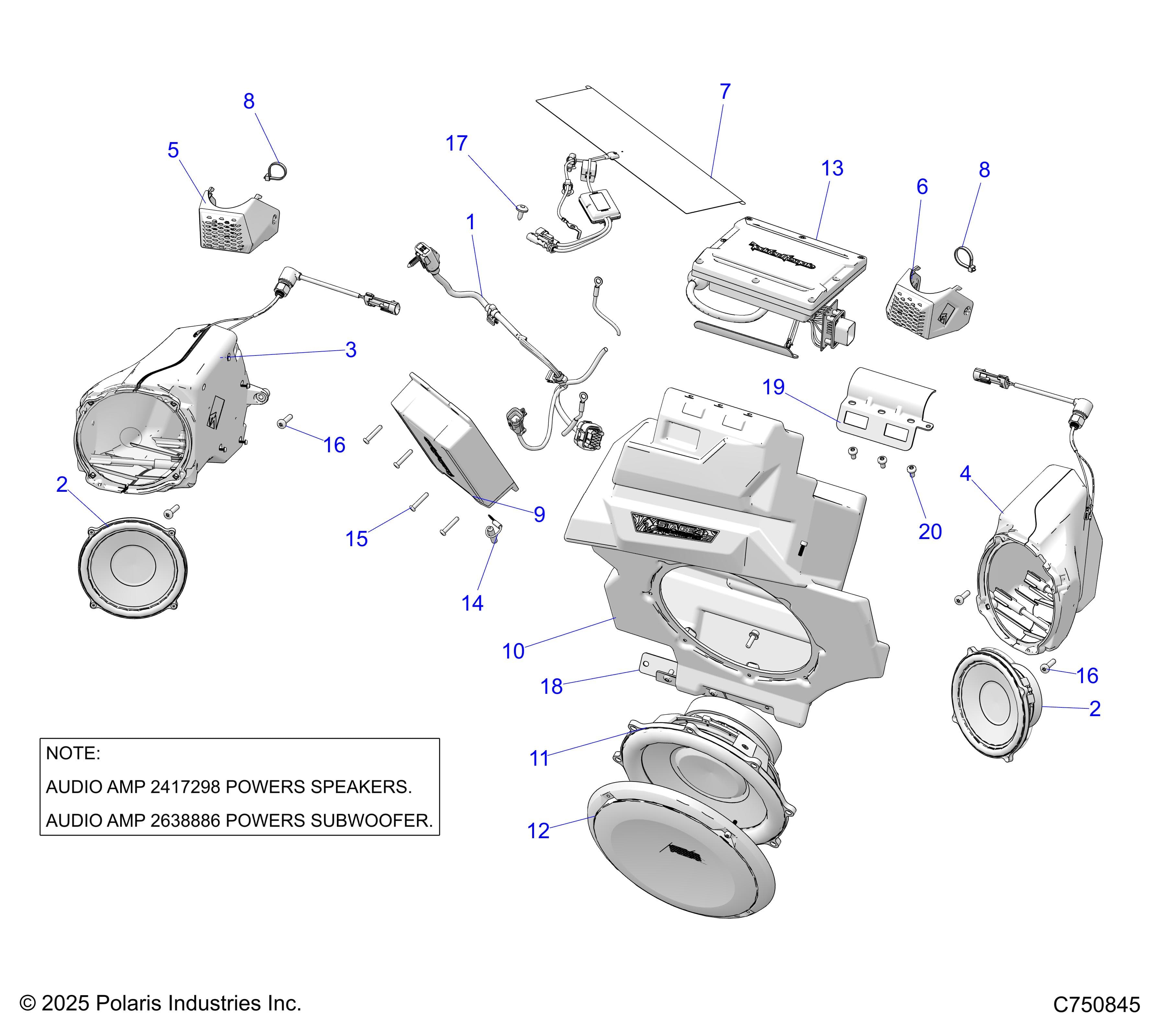 2026 RZR PRO S4 ULTIMATE β ELECTRICAL, AUDIO, FRONT - Z26S4D92AN/AH/BN/BH (C750845) diagram