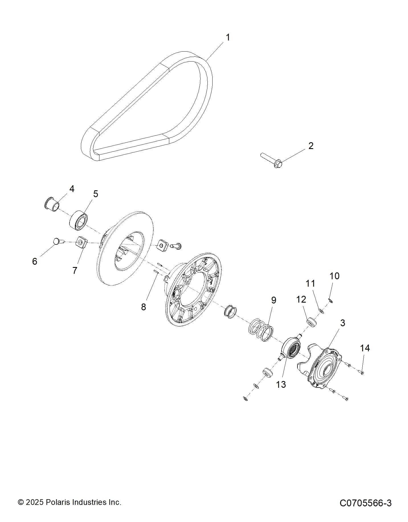 2026 GENERAL XP4 1000 PREMIUM β DRIVE TRAIN, SECONDARY CLUTCH diagram