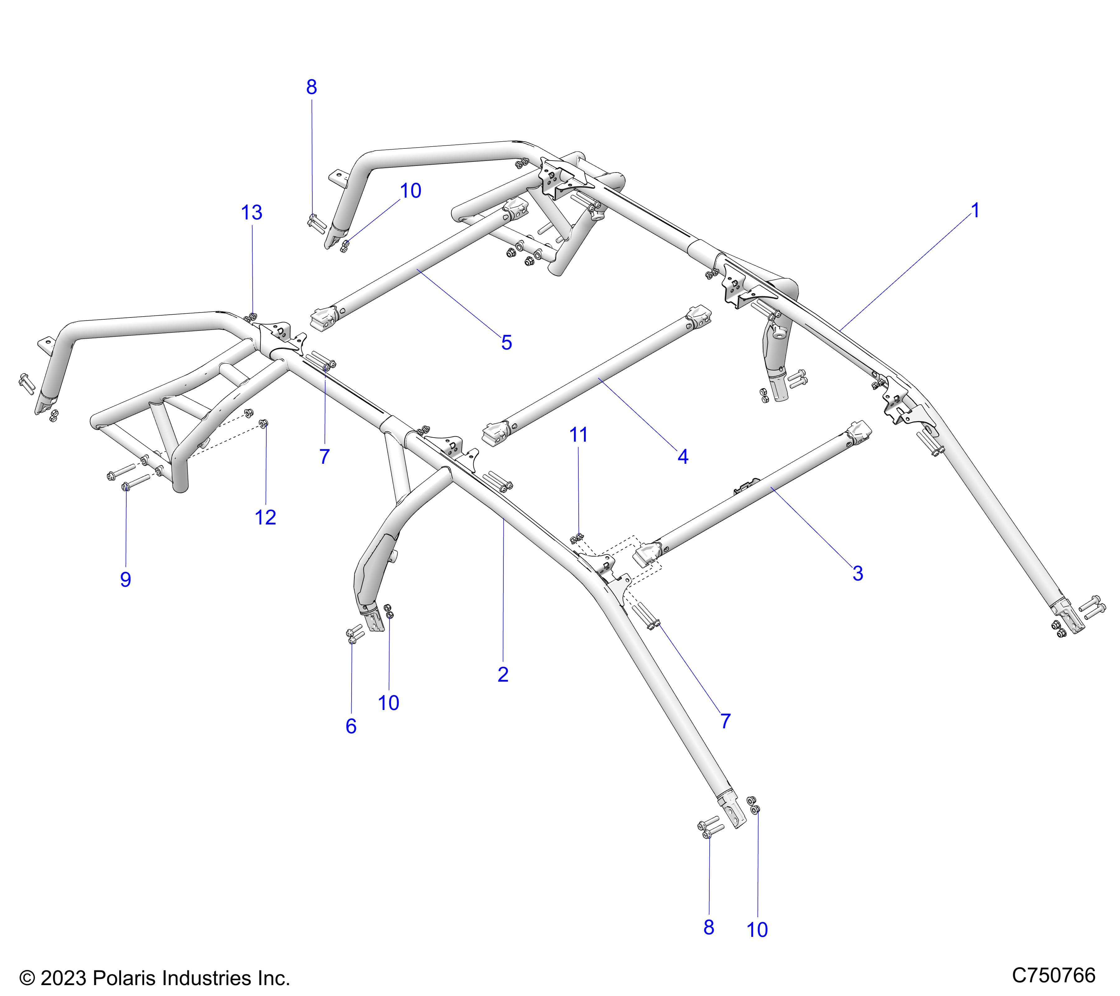 2026 RZR PRO XP 4 SPORT β CHASSIS, CAB FRAME - Z26X4E92A4/B4/A6/B6 (C750766) diagram