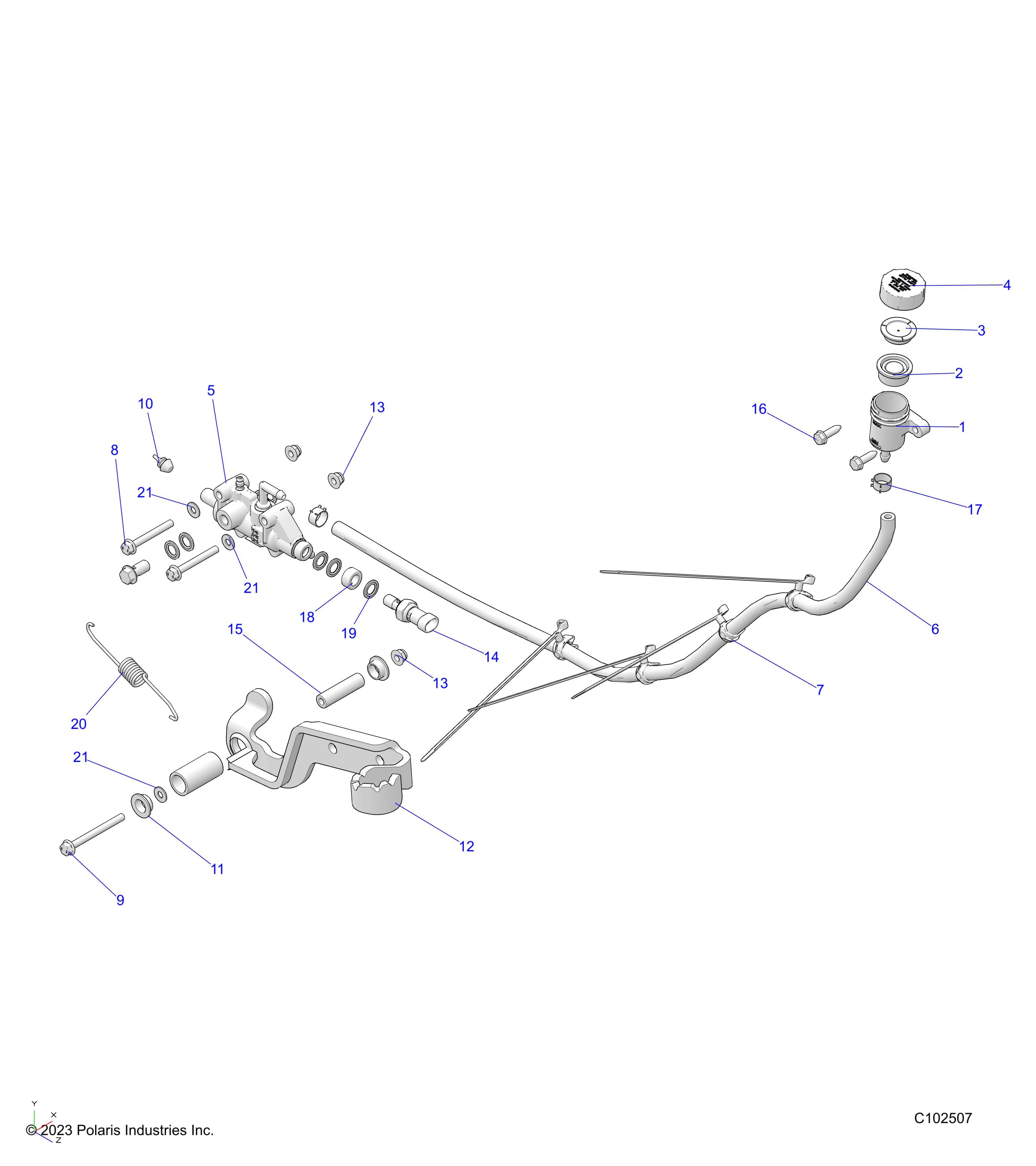 2026 SPORTSMAN 570 X2 EPS β BRAKES, BRAKE PEDAL and MASTER CYLINDER - A26SWE57AL (C102507) diagram