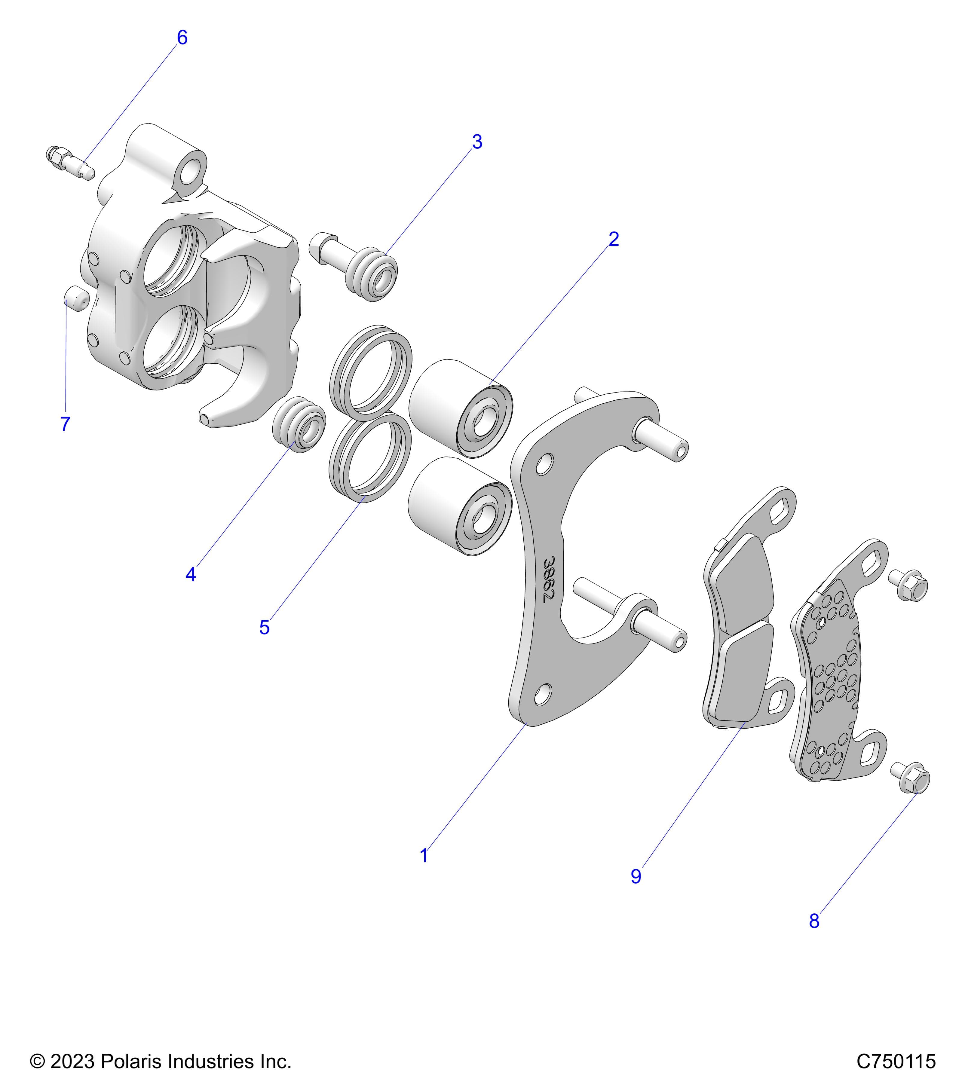 2026 RZR PRO S4 SPORT β BRAKES, CALIPER, REAR - Z26S4E92A4/B4/A6/B6 (C750115) diagram
