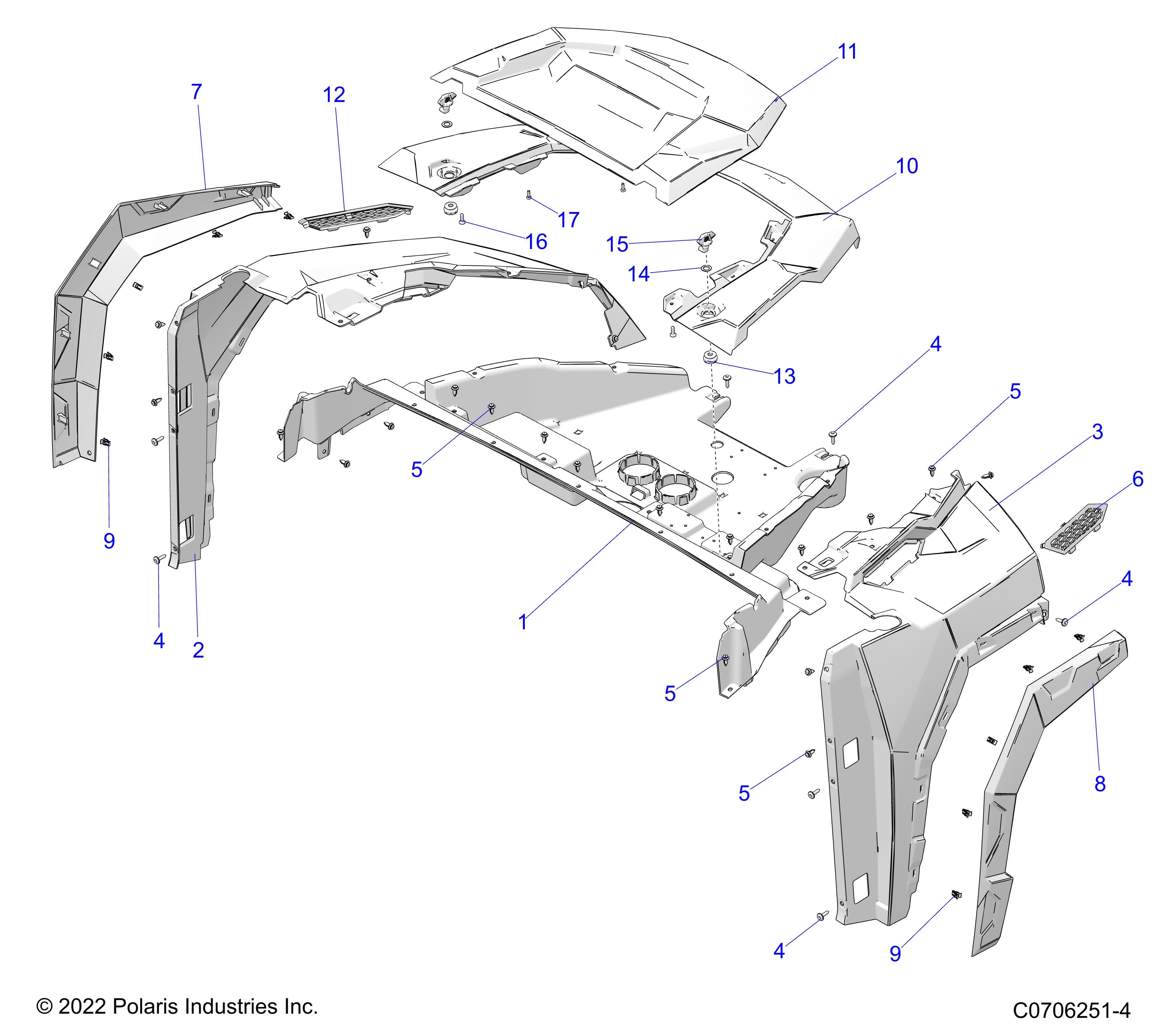 2026 GENERAL 1000 SPORT β BODY, HOOD AND FRONT FENDER diagram