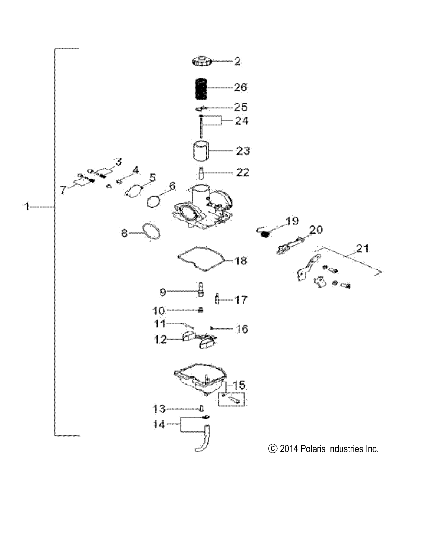 2026 PHOENIX 200 R01 - A26YPA20A4 β ENGINE, CARBURETOR - A26YPA20A4 (49ATVCARB15PHX) diagram