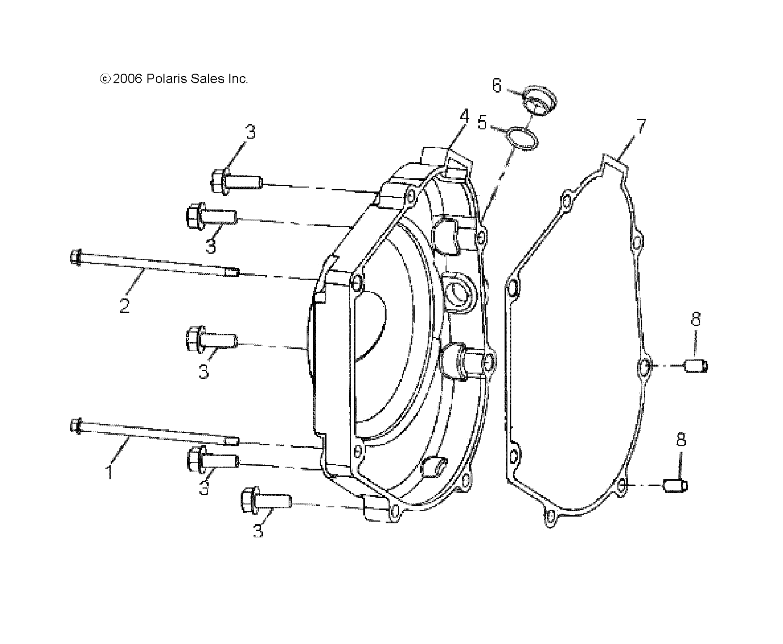 2026 SPORTSMAN 110 R01 - A26YFA11B5 β ENGINE, CRANKCASE COVER, RH - A26YFA11B5 (49ATVCRANKCASECVRRH07OTLW90) diagram