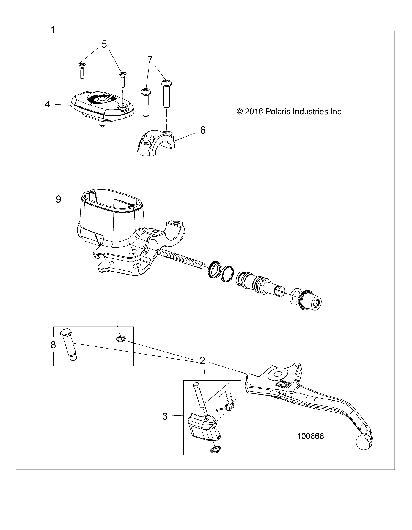2026 SPORTSMAN TOURING 570 PREM β BRAKES, FRONT BRAKE LEVER and MASTER CYLINDER - A26SDZ57AB (100868) diagram