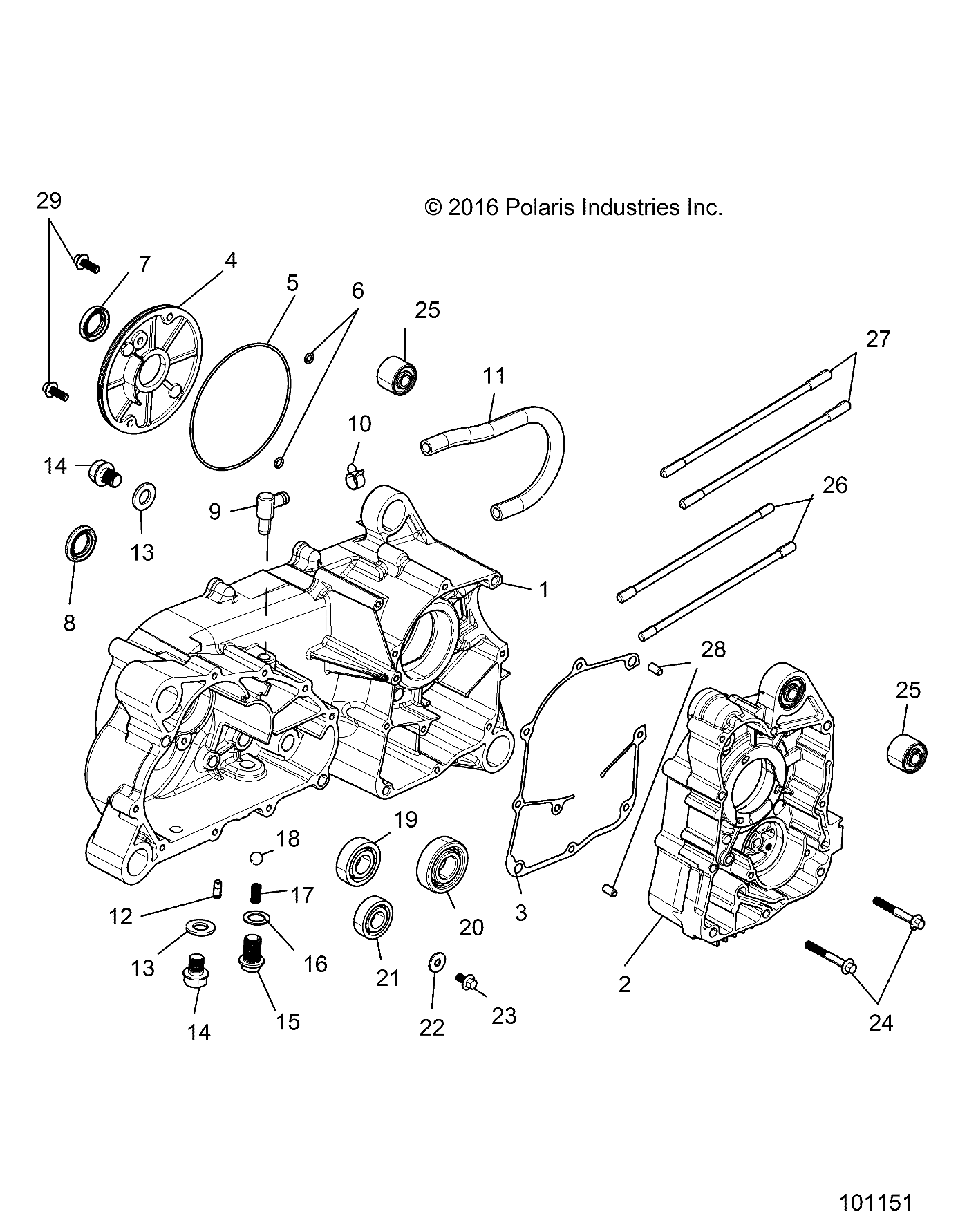 2026 RANGER 150 EFI — ENGINE, CRANKCASE COMP LEFT/RIGHT - R26HZA15A5/B5 (101151) diagram