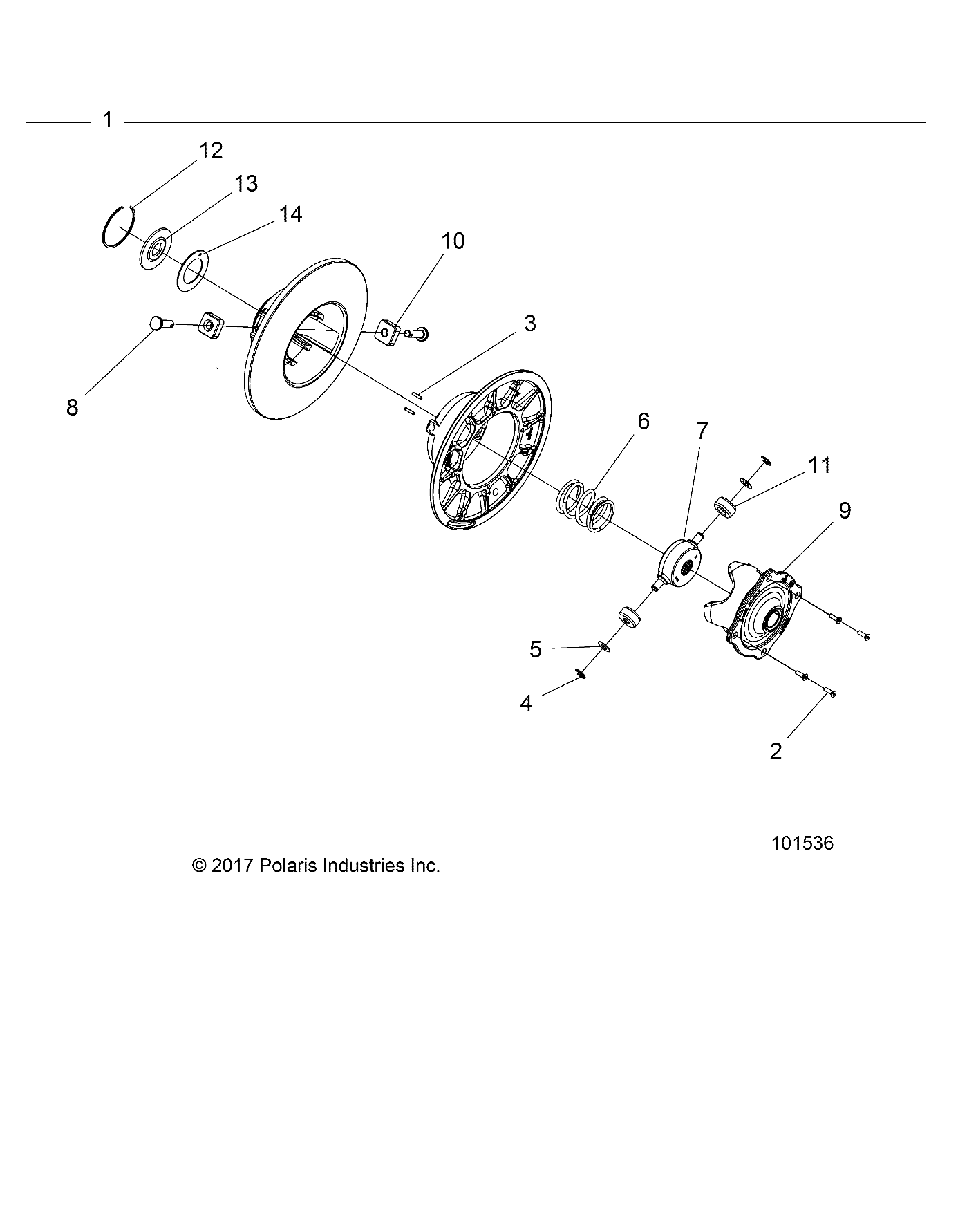 2026 SCRAMBLER XP 1000 S 49S R01 - A26SGE95AB β DRIVE TRAIN, SECONDARY CLUTCH INTERNALS - A26SGE95AB (101536) diagram
