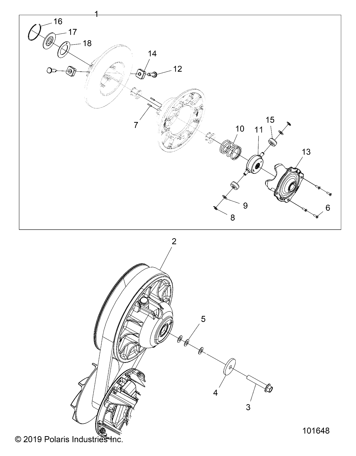 2026 SPORTSMAN XP 1000 MUD R01 - A26SXM95AR — DRIVE TRAIN, SECONDARY CLUTCH - A26SXM95AR (101648) diagram