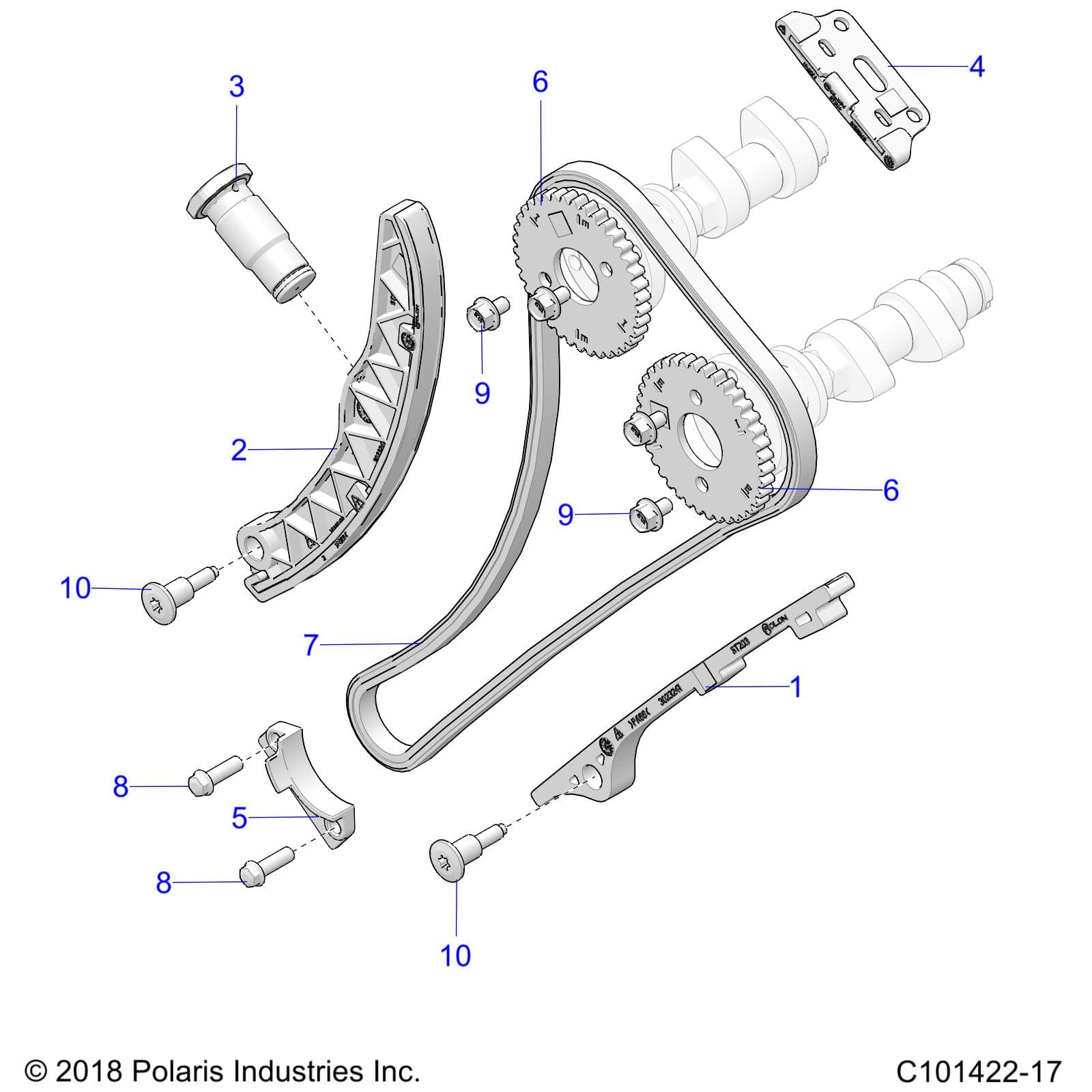 2026 SPORTSMAN TOURING 570 PREM β ENGINE, CAM CHAIN and SPROCKET - A26SDZ57AB (C101422-17) diagram