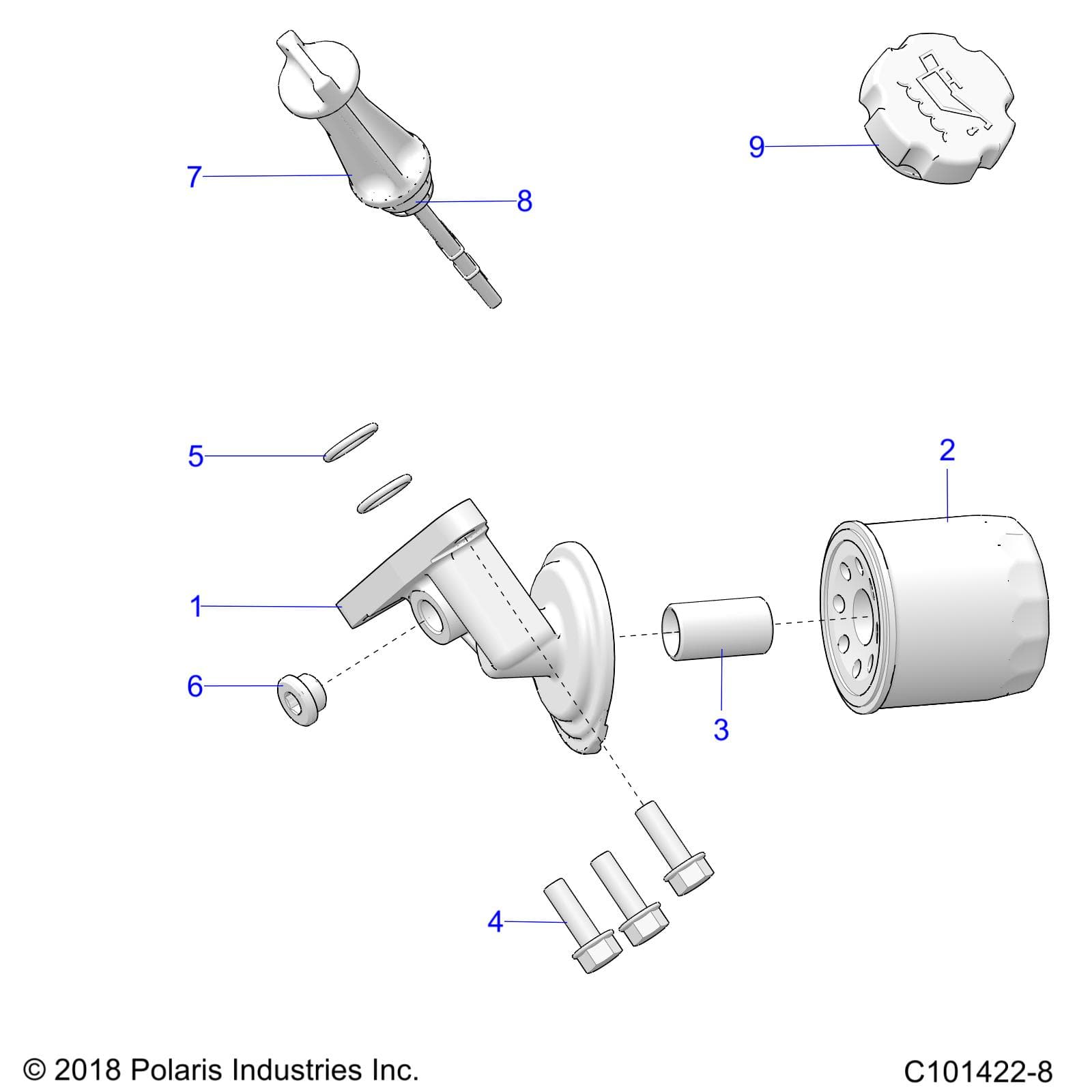 2026 SPORTSMAN TOURING 570 β ENGINE, OIL FILTER and DIPSTICK - A26SDA57A7 (C101422-8) diagram